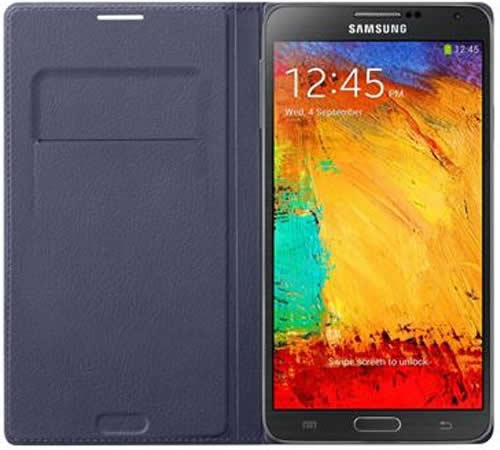 Original Samsung Galaxy Note 3 Wallet Case EF-WN900BVE - Premium Leather Flip Cover with Card Slots & Stand Function (Blue) - Perfect for Business Professionals & Daily Commuters
