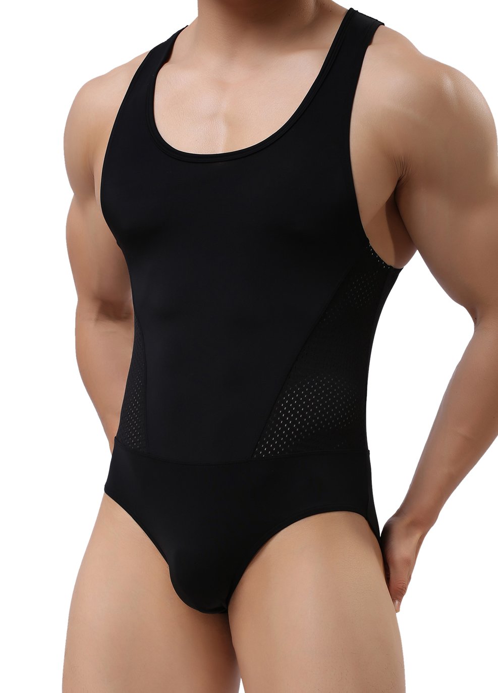 Men's Figure-Shape Bodysuit - Elastic Workout Clothes for Fitness, Cycling & Swimming | Slim-Fit Compression Shirt for Gym, Sports & Beach Activities