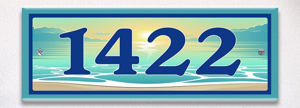 Ocean Themed Ceramic Tile House Number Plaque - Beach Style Address Sign for Coastal Homes, Perfect for Porch, Garden, or Mailbox Decoration