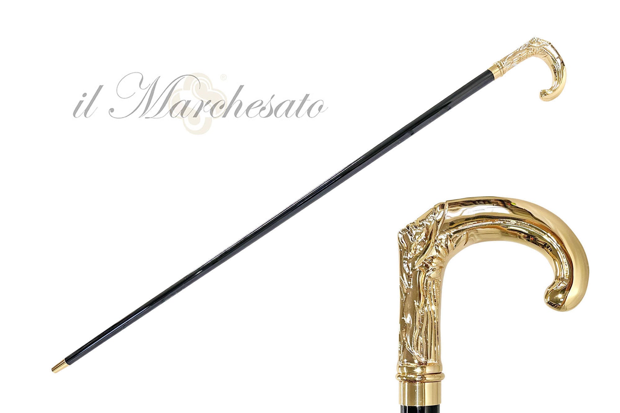24K Gold Plated Hand Engraved Metal Walking Cane - Premium Mobility Aid for Hiking, Fashion & Elderly Support
