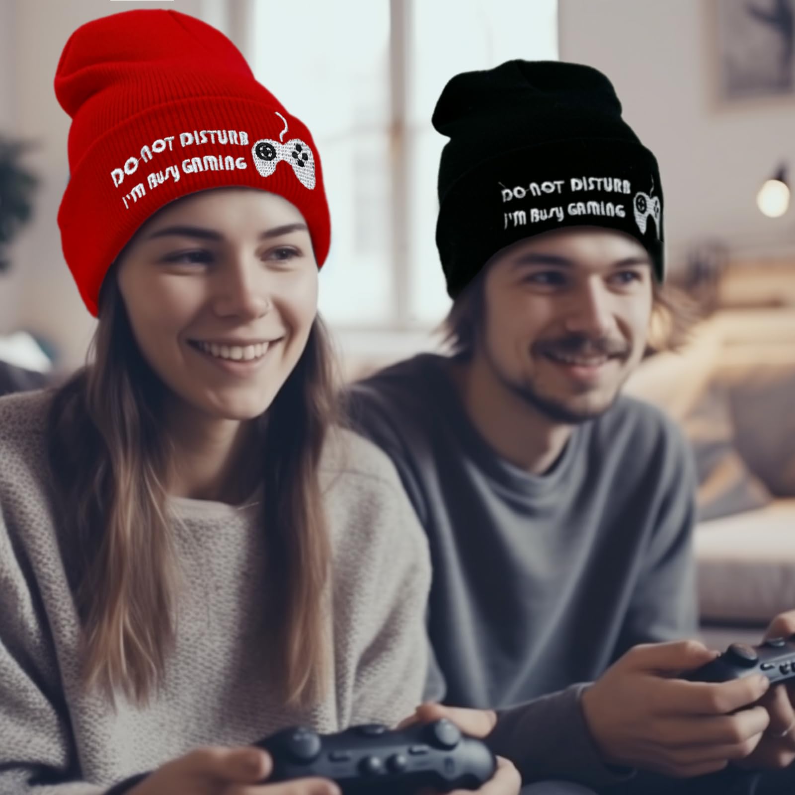 Funny Video Gamer Beanie & Socks Set - 'Do Not Disturb I'm Gaming' Novelty Skull Cap for Men - Perfect Gift for Gaming Lovers & Fathers Day - Great for Gaming Sessions, Esports Events & Relaxing at Home