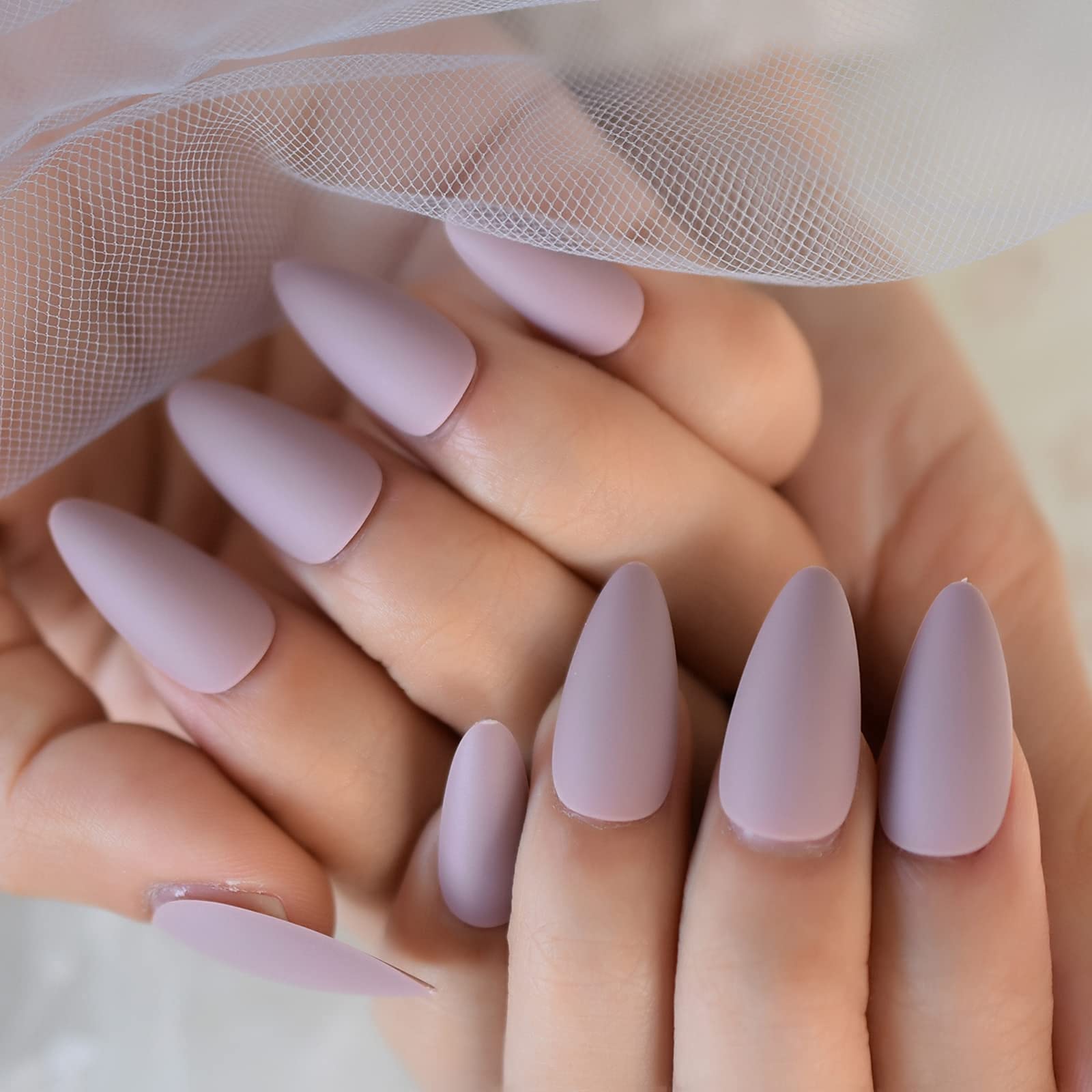 EchiQ 14 Packs Press on Nails - Medium Almond Shape Stiletto Artificial False Nails with Unique Designs (336pcs) - Matte Finish Fake Nails for Women, Perfect for Parties, Weddings & Everyday Wear