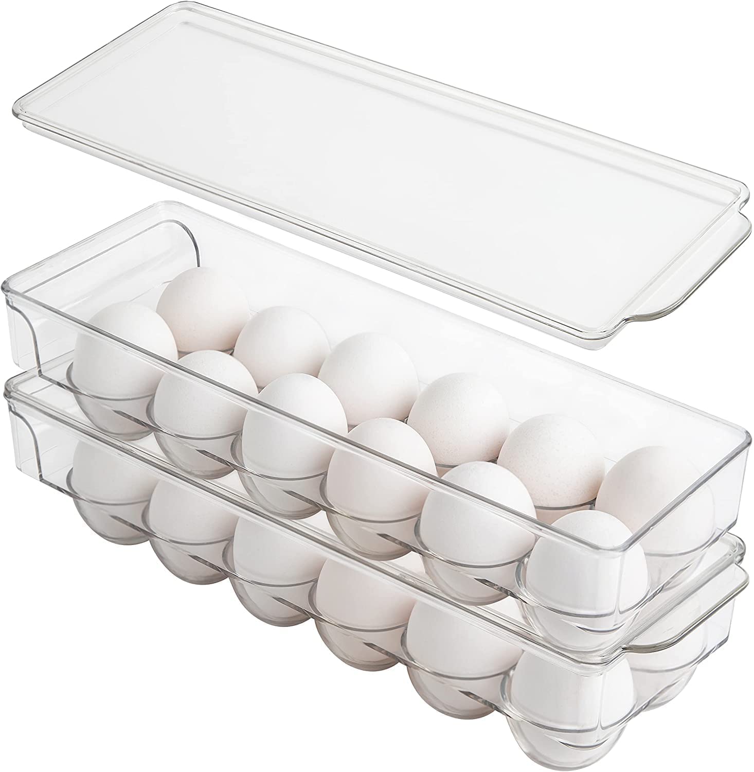 Kienlix Clear Acrylic Egg Storage Box - 12 Slot Refrigerator Egg Tray with Lid & Handles | Unbreakable Kitchen Organizer for Fresh Eggs | Perfect for Home, Restaurant & Farm Use