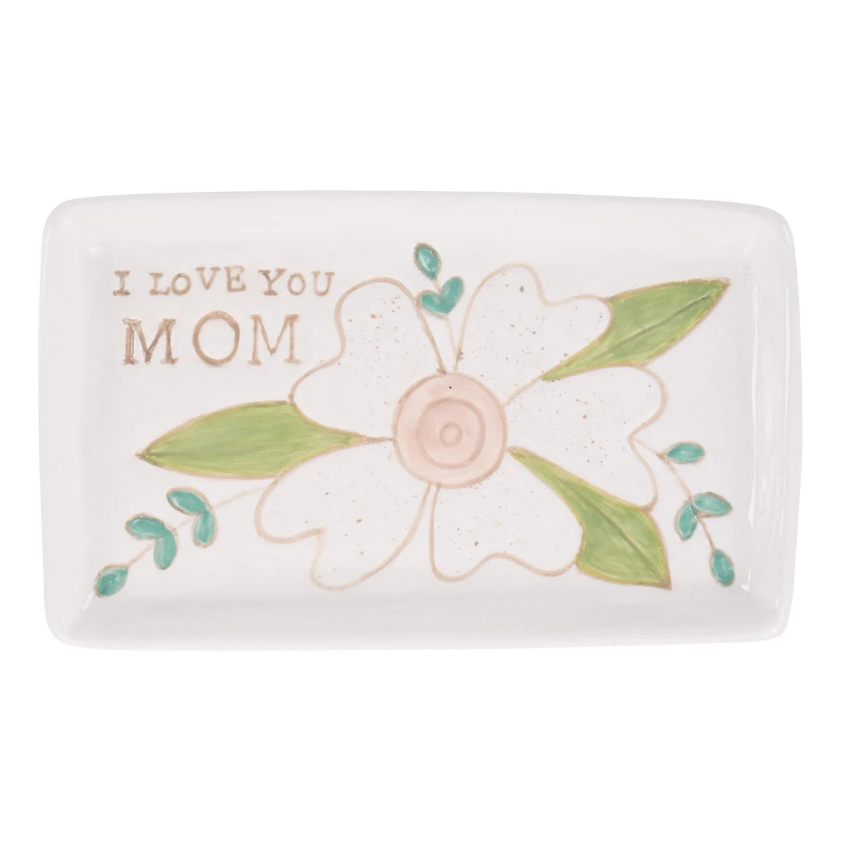 Elegant 'I Love You Mom' Trinket Tray - Heart-Shaped Jewelry Dish for Mother's Day Gifts, Home Decor & Keepsake Storage - Perfect for Dresser, Vanity or Nightstand Organization