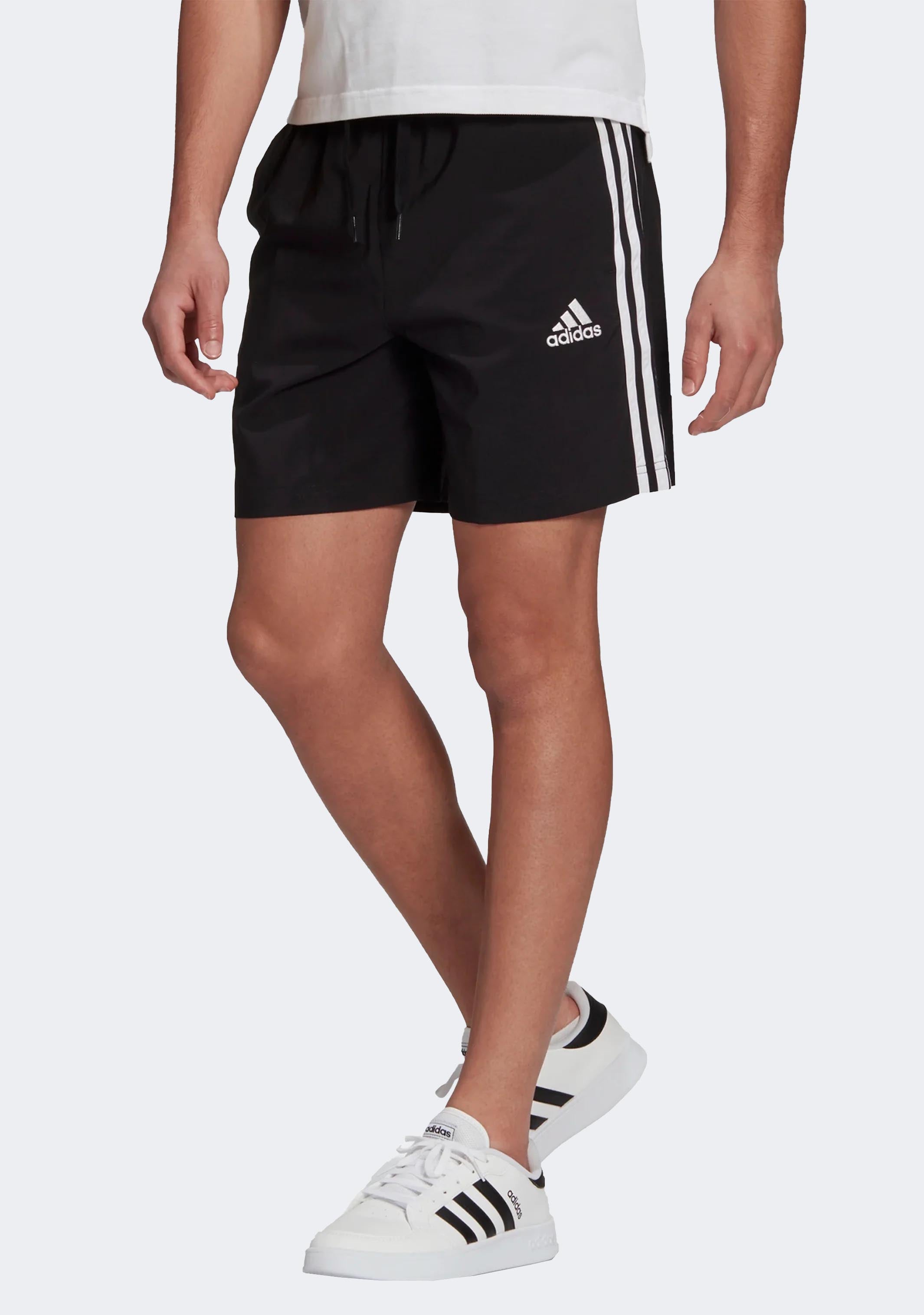 Adidas Men's Aeroready Essentials Chelsea 3-Stripe Athletic Shorts - Black | Breathable Workout Shorts for Running, Gym & Casual Wear