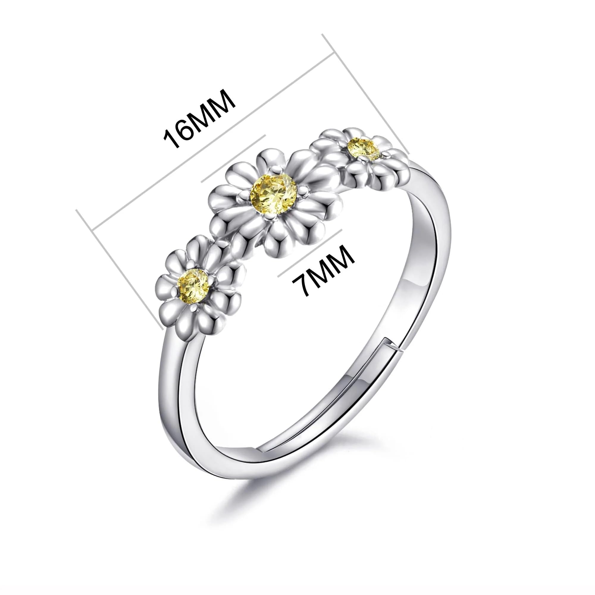 Philip Jones Zircondia Crystal Daisy Ring - Adjustable & Elegant for Parties & Weddings