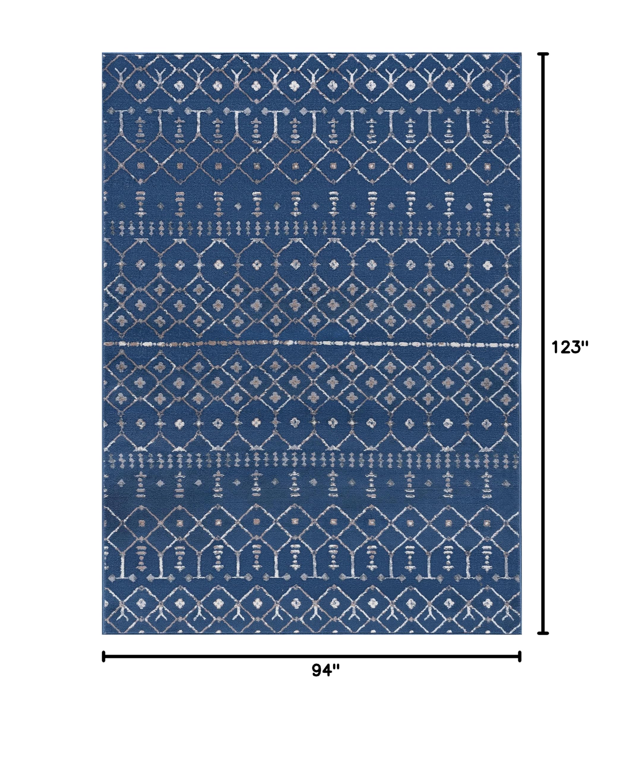 Modern Navy Blue 8x10 Area Rug - Soft Indoor Carpet for Living Room, Bedroom, Dining Room & Entryway - Non-Slip Contemporary Floor Rug - Perfect for Home Decor & High Traffic Areas