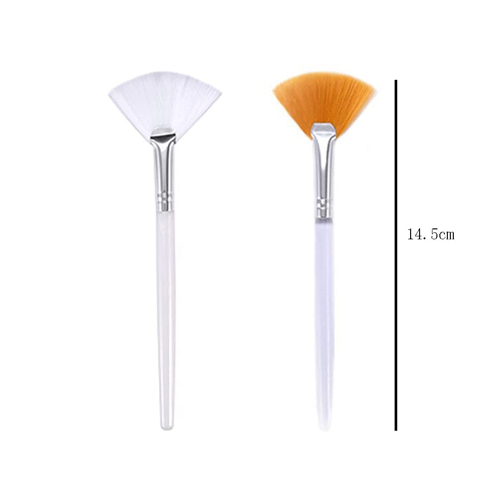 6-Piece Fan Brush Set for Makeup & Skincare - Soft Fan Facial Brushes, Mask Applicator Brushes for Foundation, Powder, Face Masks - Perfect for Professional & Home Use - Yellow