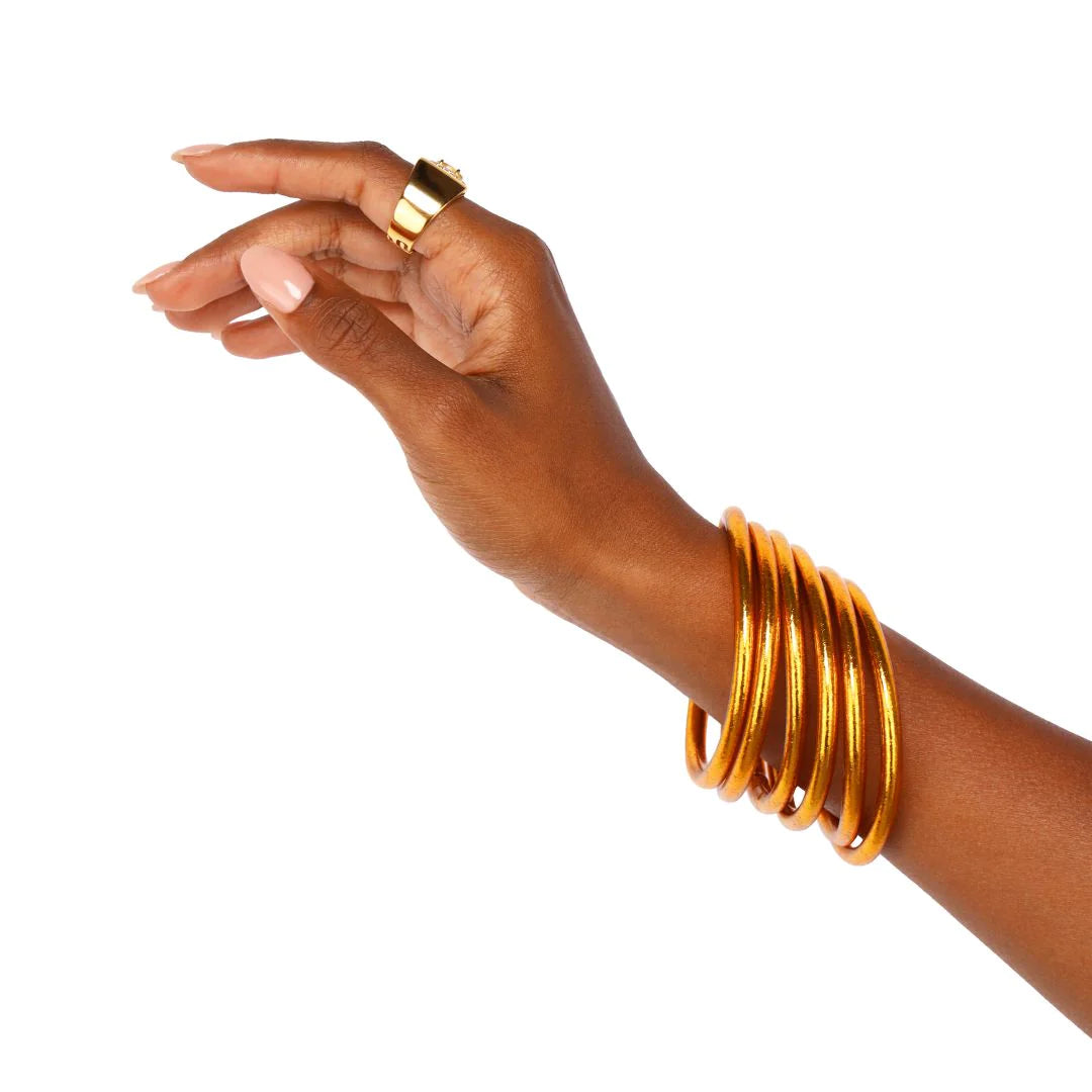 BuDhaGirl All Weather Bangles Set of 6 - Waterproof & Stylish Stackable Bracelets for Women - Perfect for Yoga, Travel, and Everyday Wear