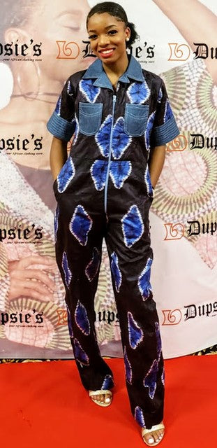 Exclusive African Tie Dye Jumpsuit for Women | Dupise DPX165 | Boho Chic Outfit for Festivals, Beach Vacations & Summer Parties