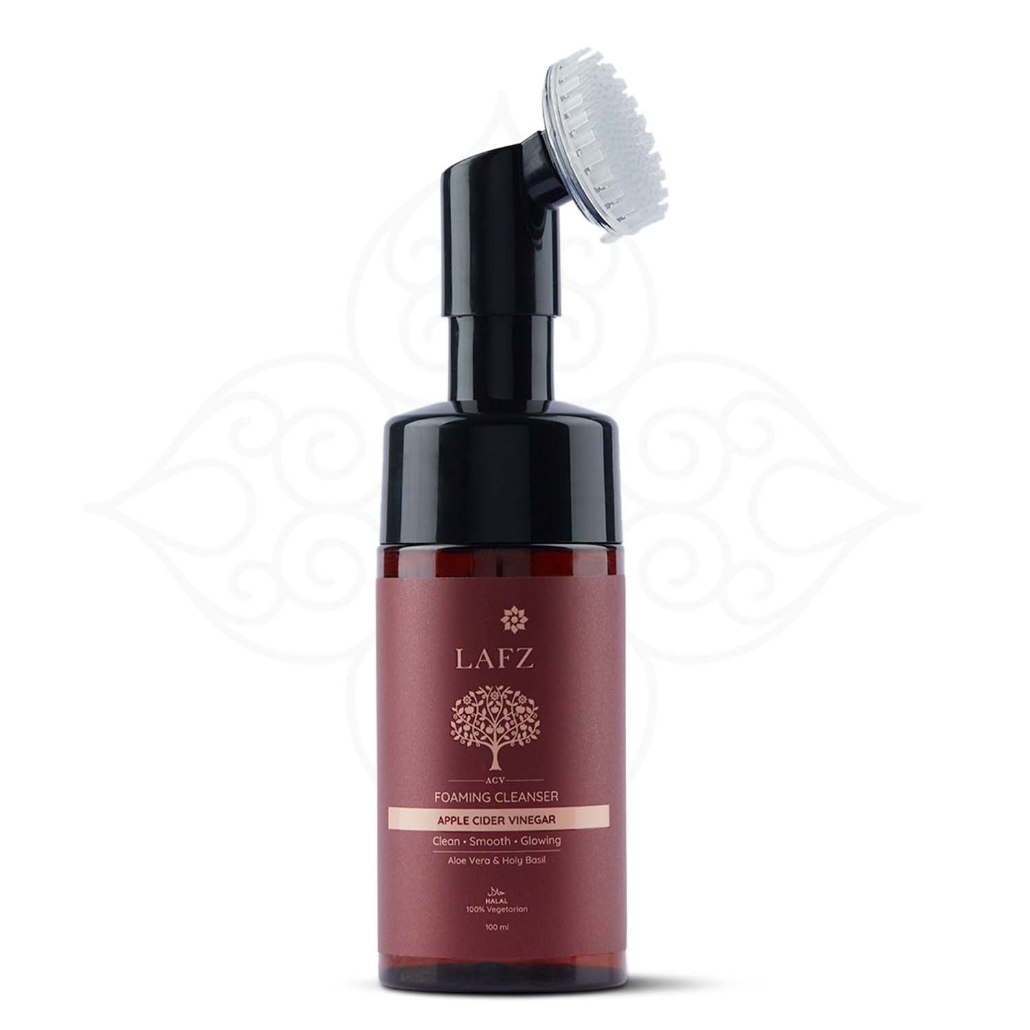 Lafz Apple Cider Vinegar Foaming Face Cleanser with Built-in Brush - 100ml | Deep Pore Cleansing for Acne & Oily Skin | Daily Skincare Routine
