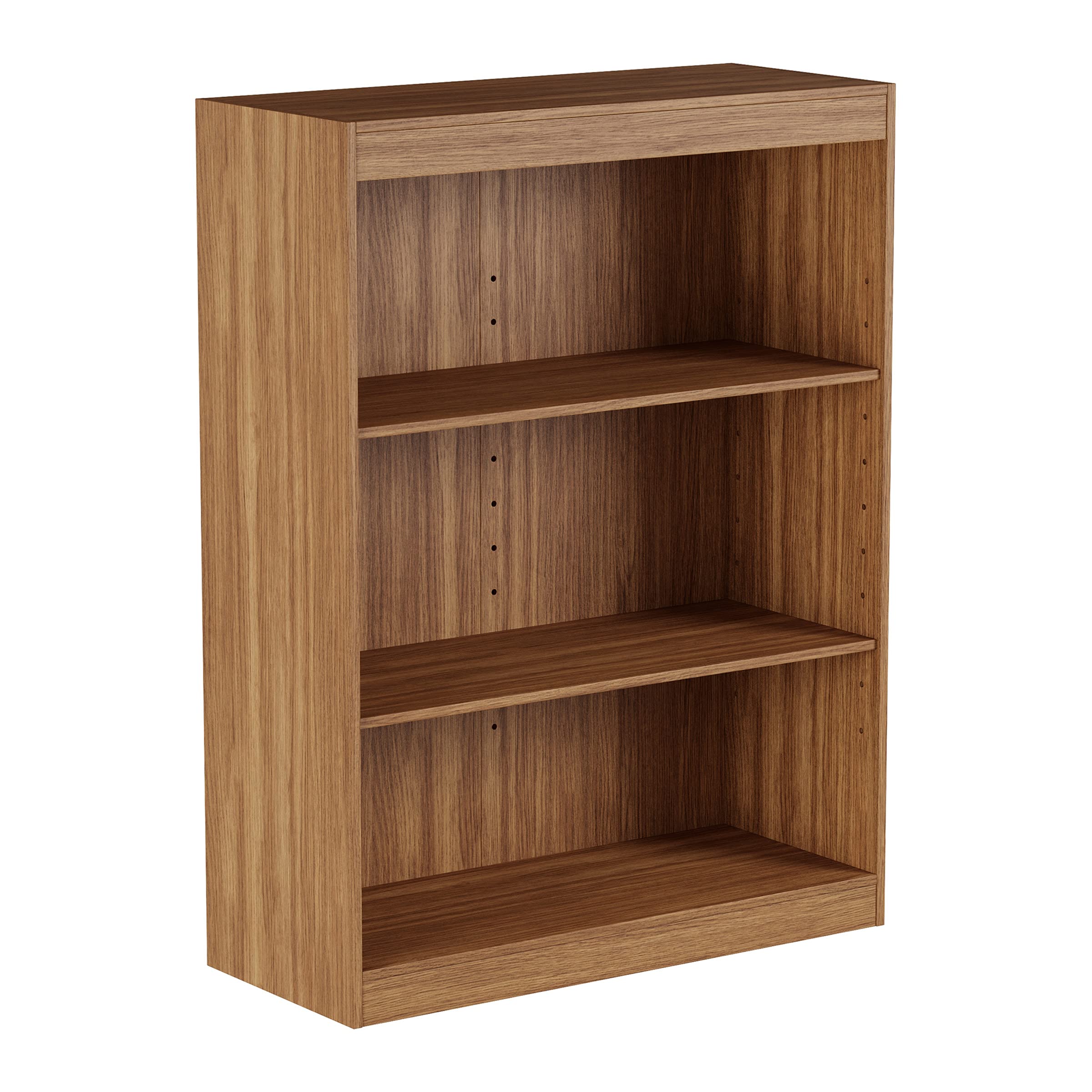 Lavish Home 3-Shelf Bookcase - Adjustable Open Front Bookshelf with Wall Anchors - Woodgrain Brown Storage Organizer for Living Room, Bedroom & Office