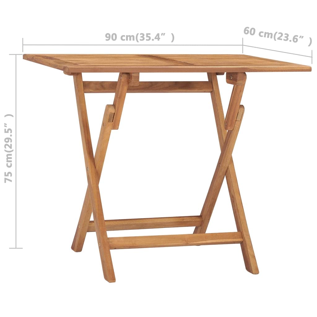 vidaXL Outdoor Folding Dining Table - Rectangular Teak Wood Patio Furniture Set, Waterproof & Space-Saving Garden Table for Backyard, Poolside, BBQ & Outdoor Entertaining - Easy to Clean & Maintain