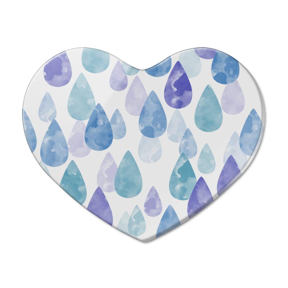 Watercolor Raindrops Heart-Shaped Acrylic Fridge Magnet - Decorative Kitchen Accessory for Refrigerator, Whiteboard & Office