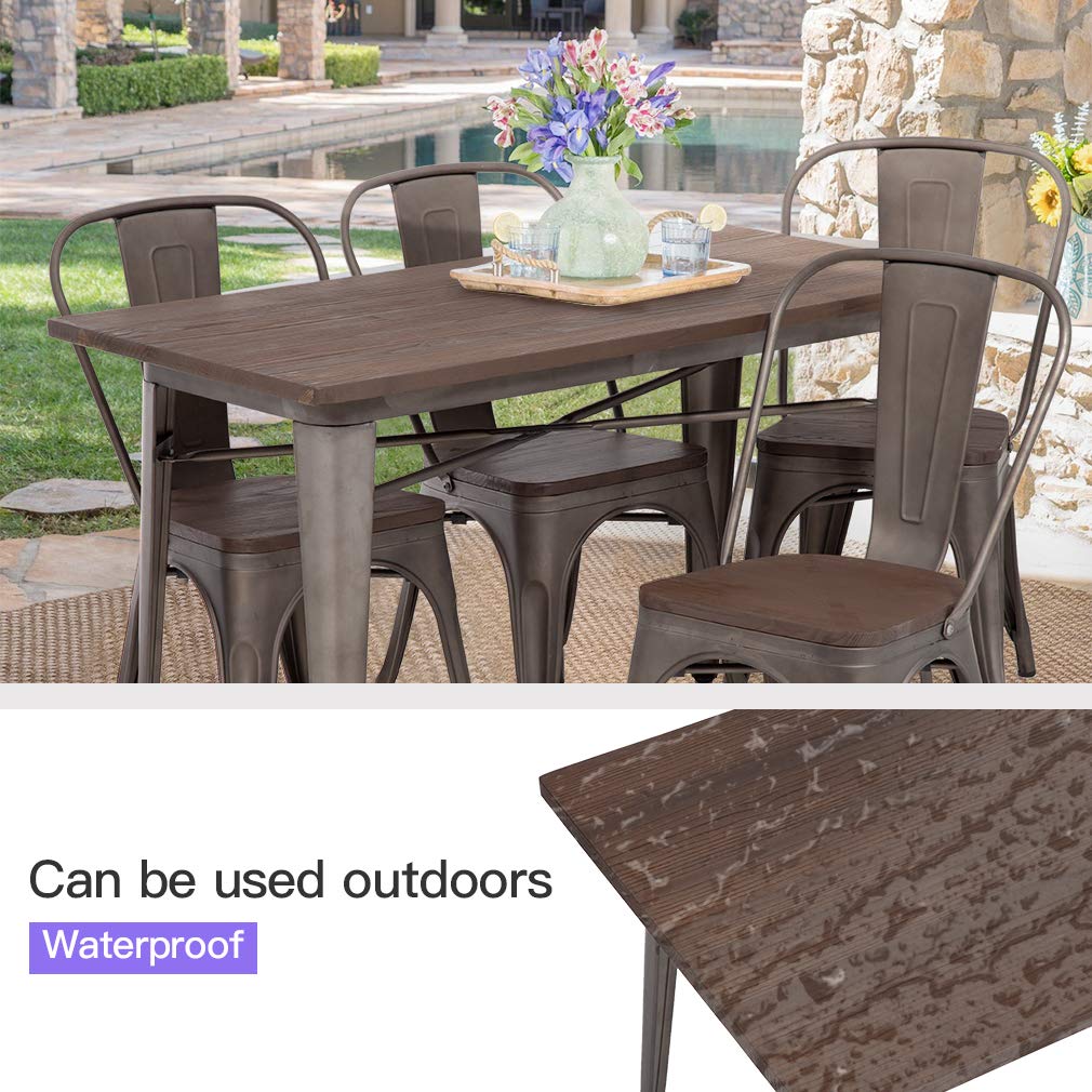 **FDW 5-Piece Outdoor Dining Set - 24x48 Inch Metal Patio Table & 4 Chairs for Home, Kitchen, or Restaurant - Perfect for Backyard BBQs, Garden Parties & Outdoor Entertaining**