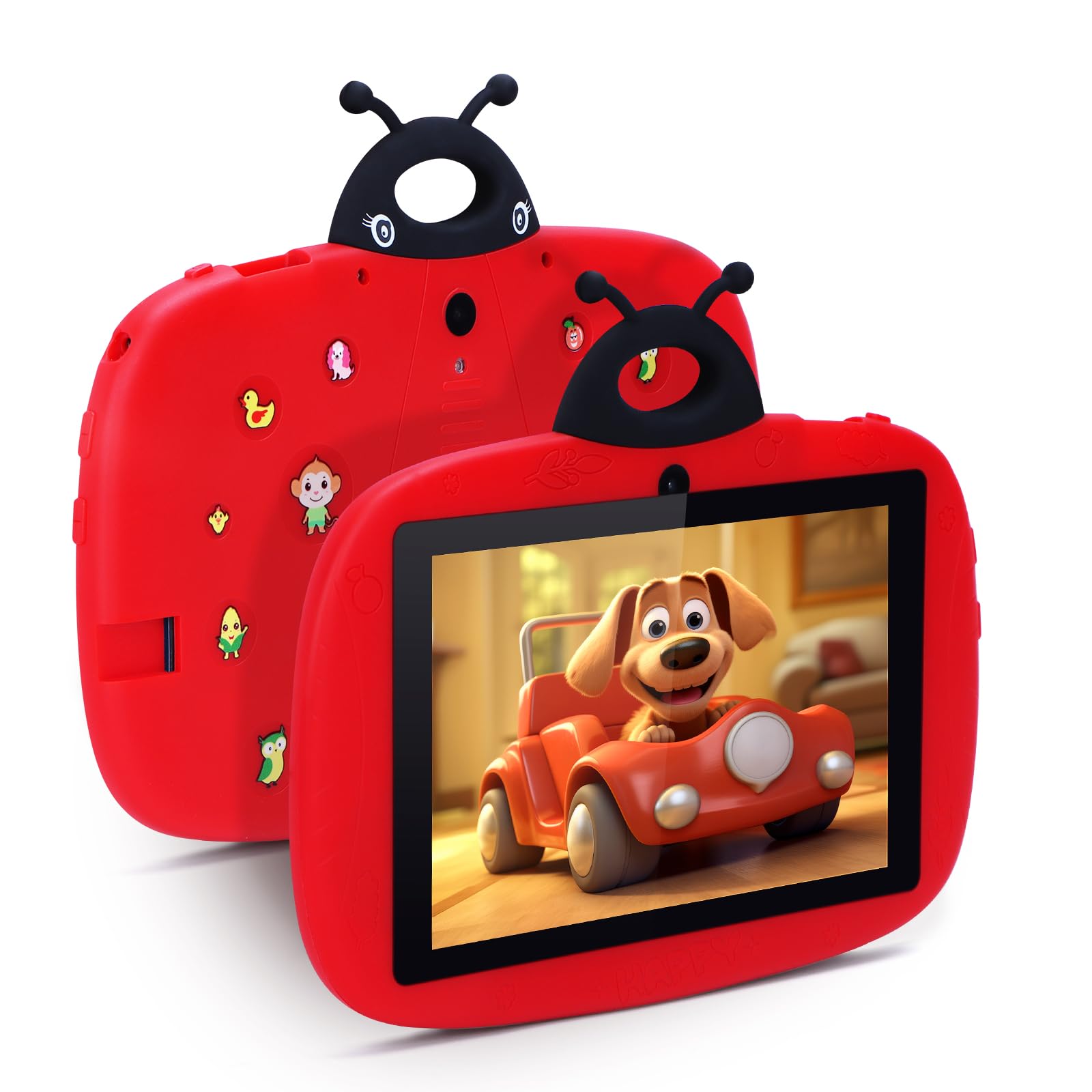 C idea CM77 7 Inch Kids Tablet - Educational Android Tablet with Parental Controls, Shockproof Case & Preloaded Learning Apps - Perfect for Homeschooling, Travel & Early Childhood Development (Red)