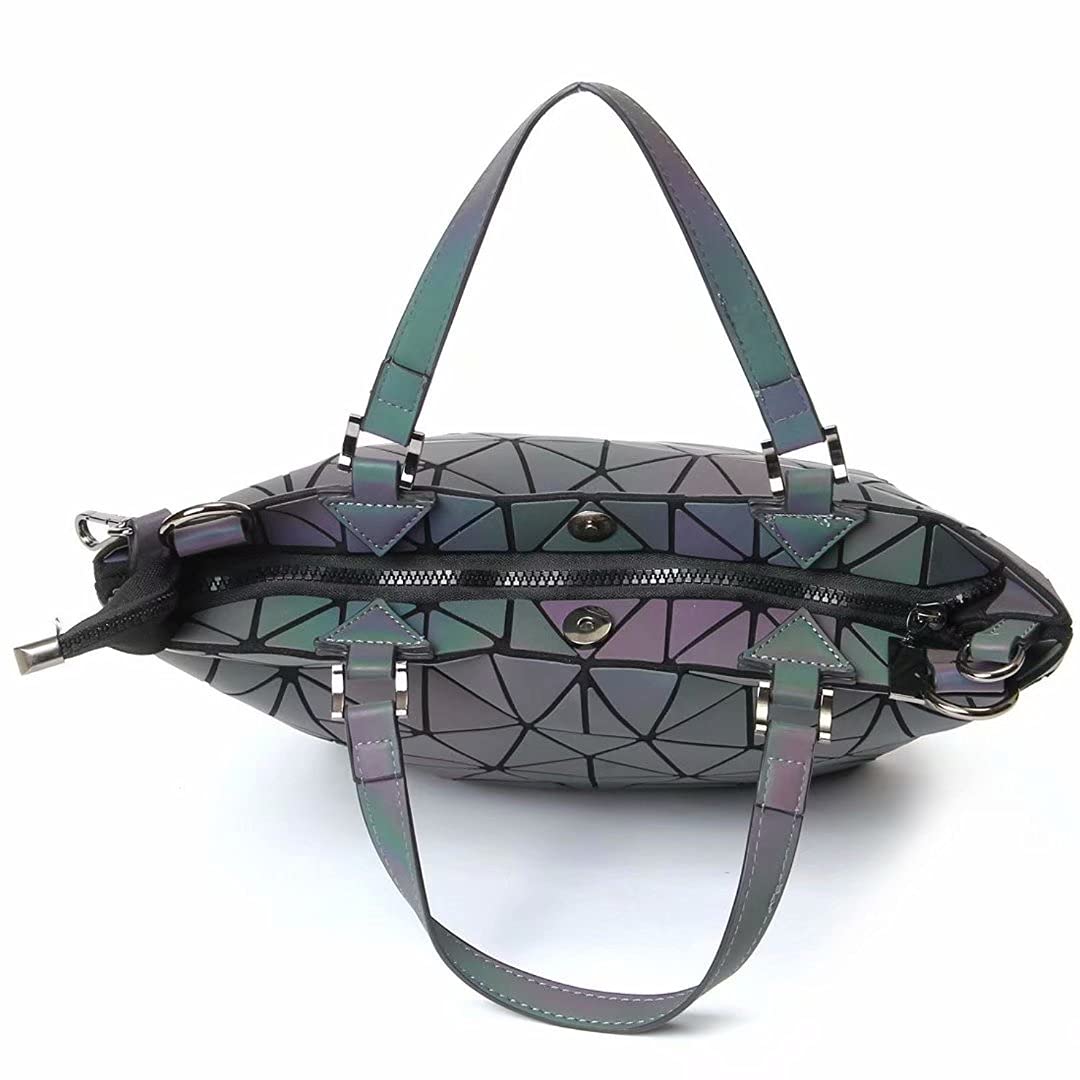 Geometric Reflective Handbag for Women - Luminous Lattice Shoulder Bag & Holographic Crossbody Purse | Night Out, Party, Festival, Rave Accessory