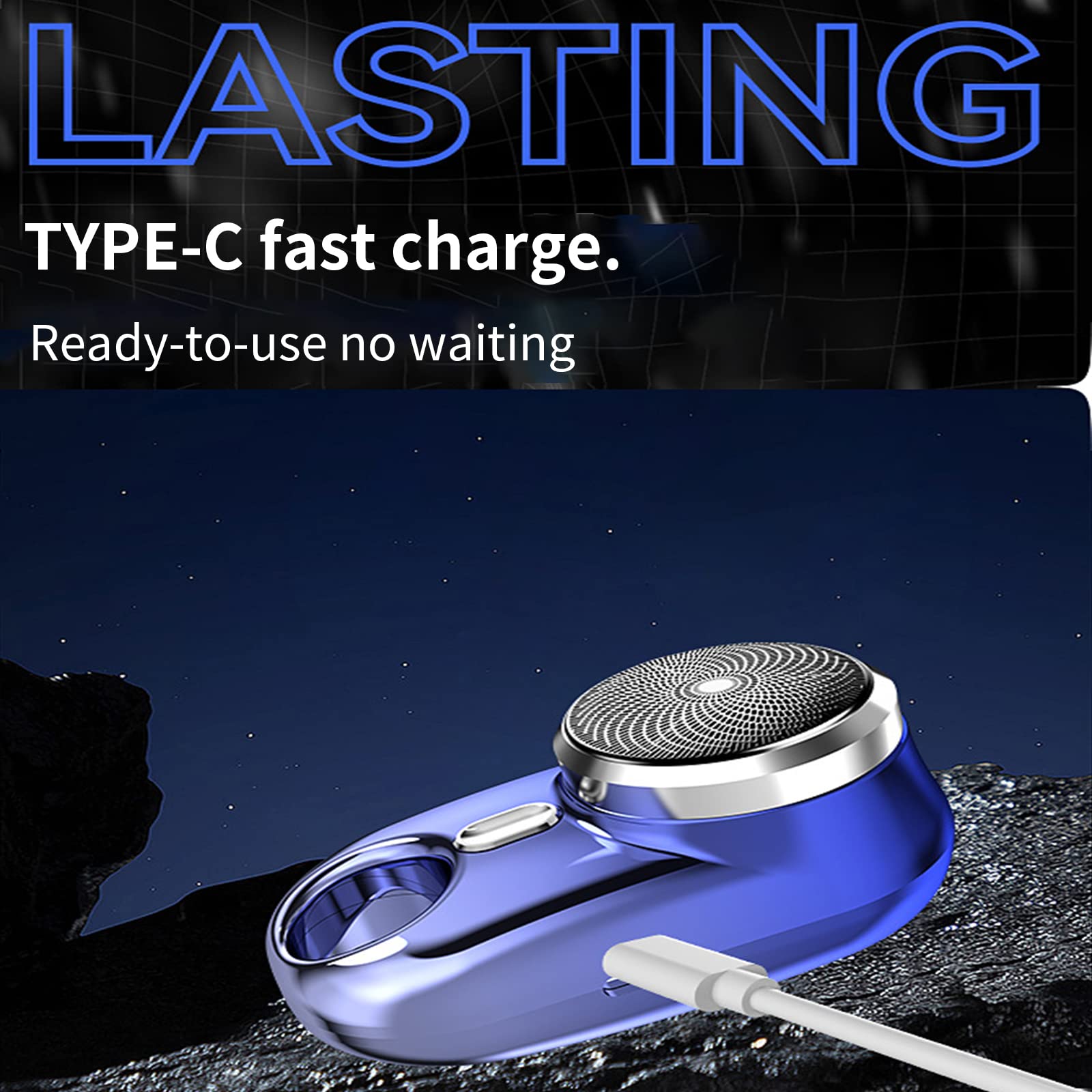 Mini Portable Electric Shaver for Men - Travel Size Rotary Shaver with Fast Charging & One-Button Operation - Perfect Gift for Dad & Boyfriend - Ideal for Office, Car & Business Trips (Blue)