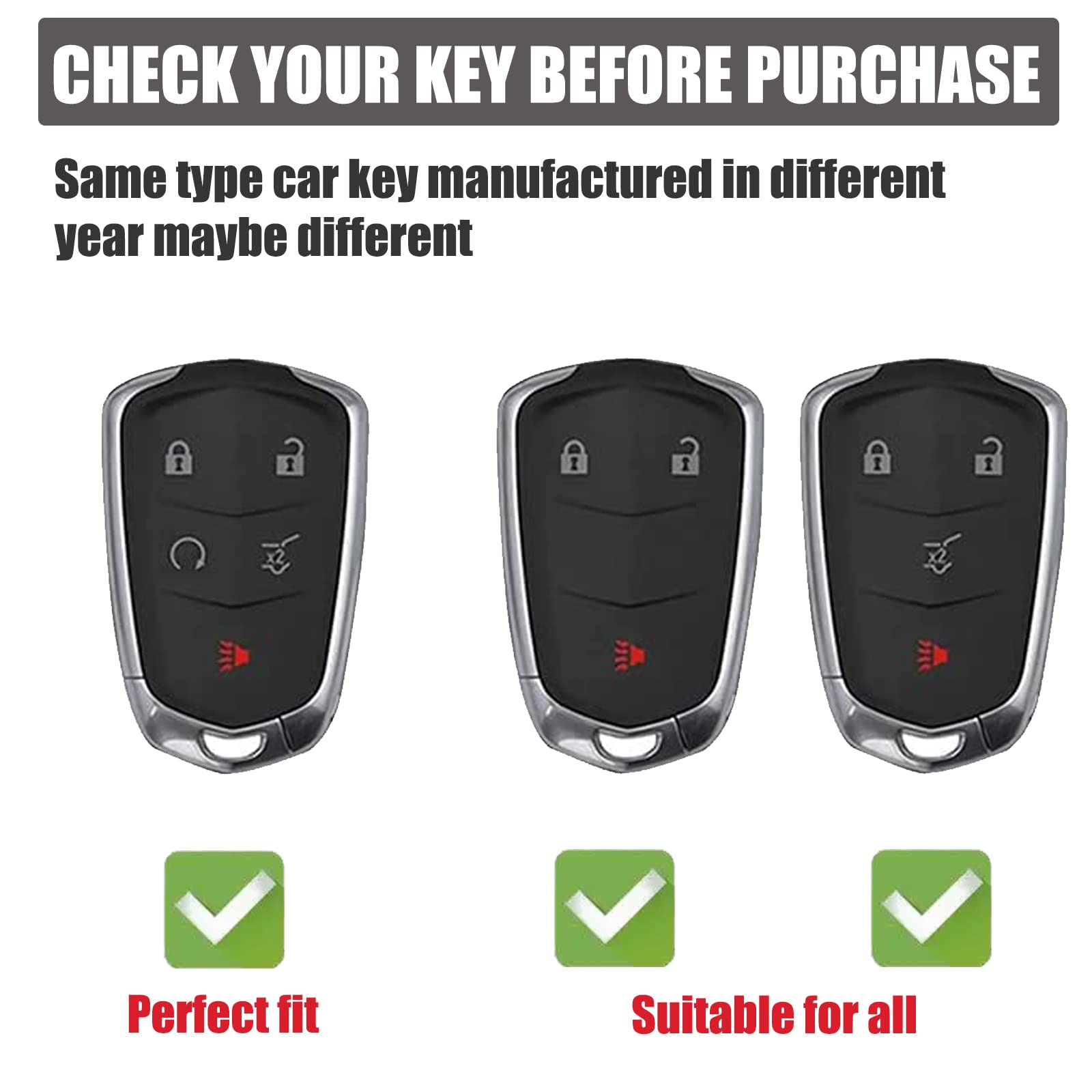 Premium Soft TPU Key Fob Cover for Cadillac Escalade CTS SRX XT5 ATS CT6 - 5 Button Smart Key Protector with Keychain Lanyard | Durable Protection & Stylish Design for Everyday Use