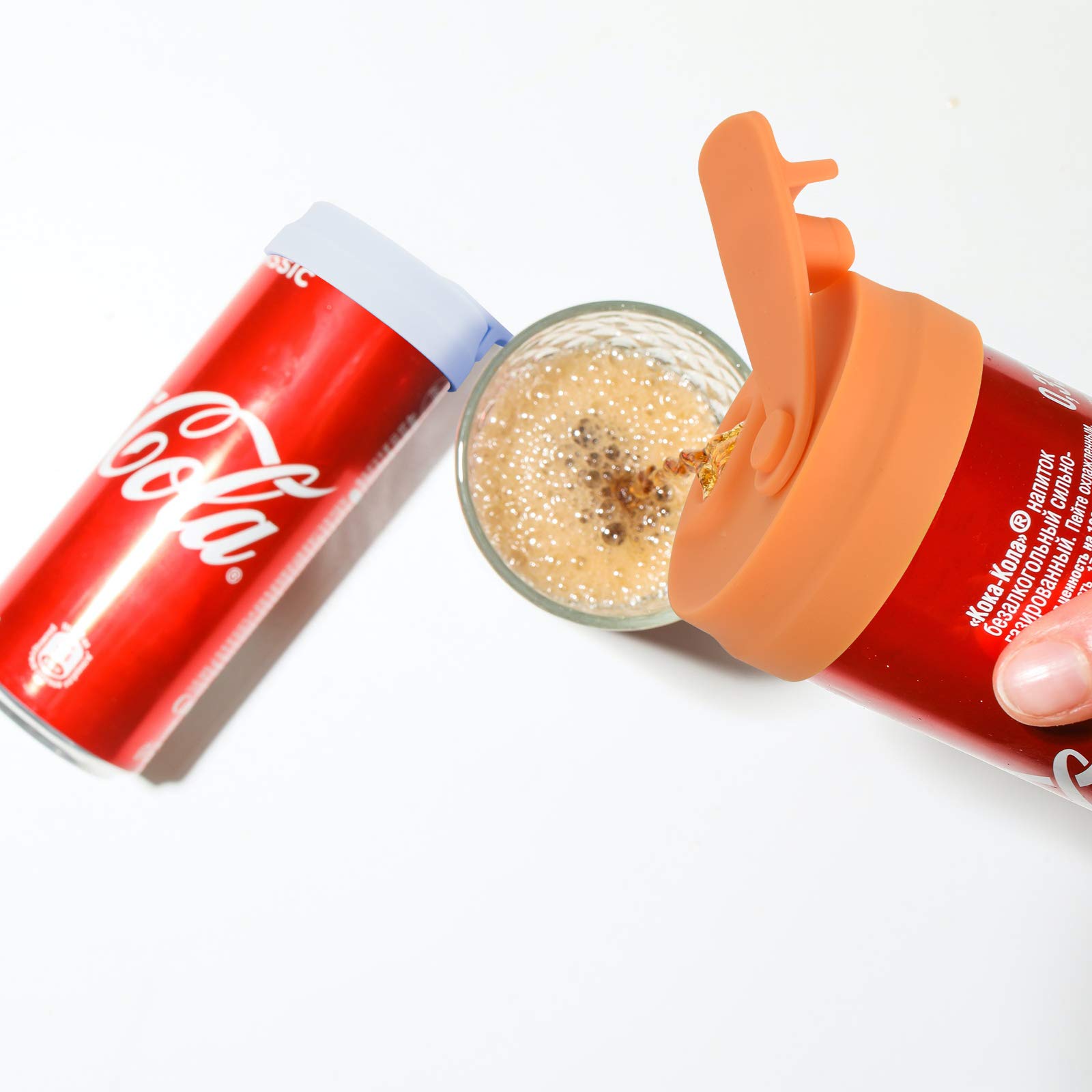 Silicone Slim Can Lids - Leak-Proof Beverage Can Cover for Tall Skinny Cans, Beer Bottles, Soda & Energy Drinks (Blue & Orange) - Perfect for Parties, Camping & Outdoor Activities