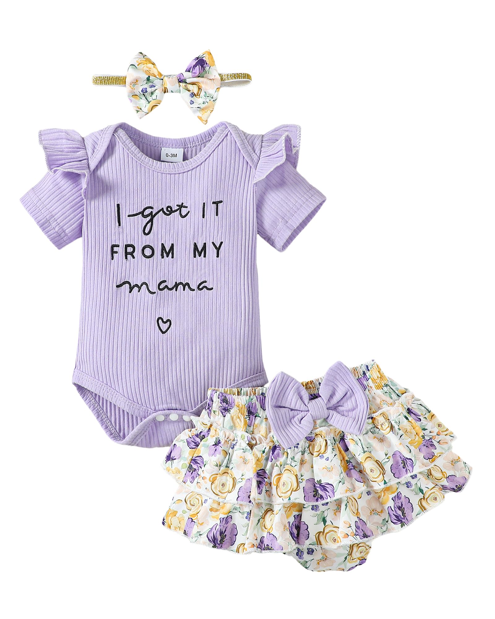 Mioglrie Newborn Baby Girl Clothes Set - Floral Romper & Shorts Summer Outfit for 0-24 Months | Cute Infant Toddler Outfits for Photoshoot, Playdate & Family Gathering