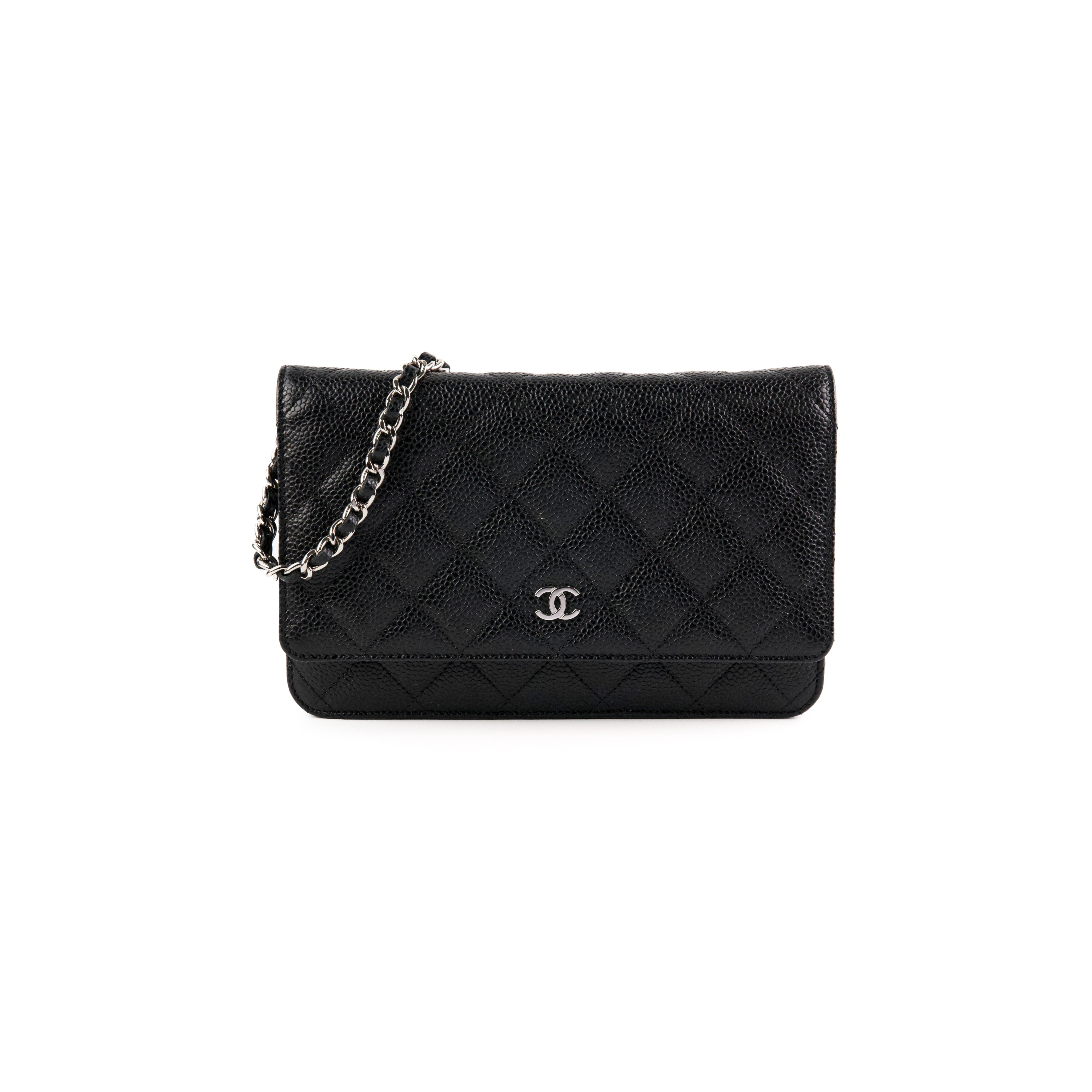 Chanel Caviar Leather Wallet on Chain WOC Black Crossbody Bag with Microchip - Perfect for Evening Out, Date Night & Luxury Fashion Accessory