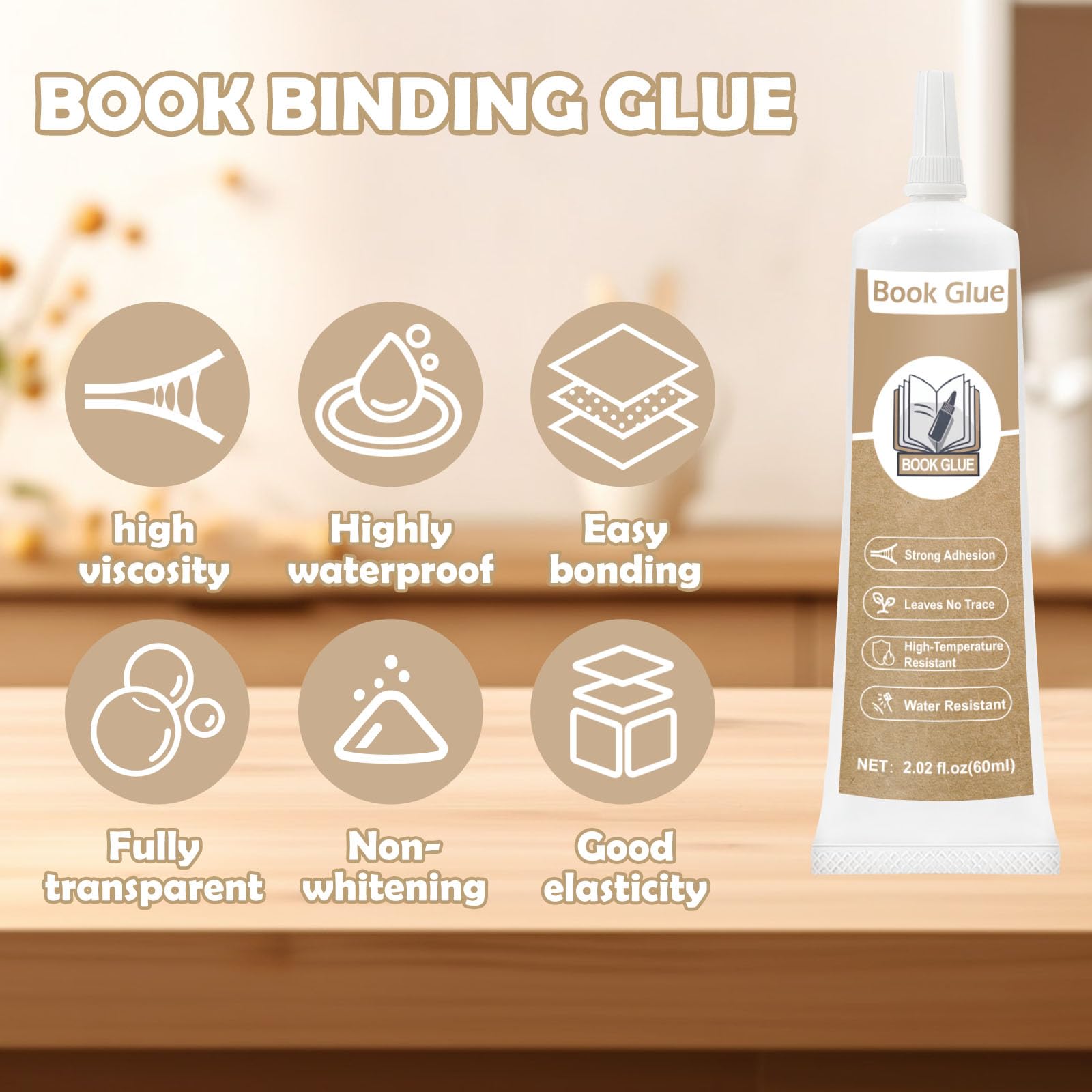 120ml Book Binding Glue - Strong Waterproof Adhesive for Book Repair, Crafts & Kraft Paper | Clear Drying Bookbinder's Glue for DIY Projects, Scrapbooking & Hardcover Restoration