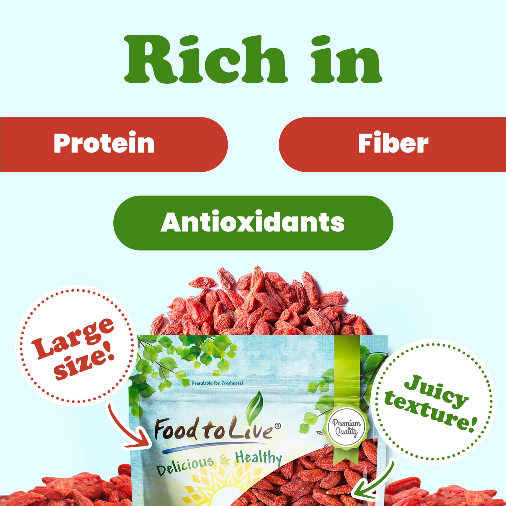 Organic Sun-Dried Goji Berries 12 lbs - Large Juicy Unsweetened Vegan Bulk - Rich in Iron, Vitamin A & C - Healthy Superfood Snack for Baking, Tea, Smoothies, Yogurt & Oatmeal - Perfect for Energy Boosting & Immune Support