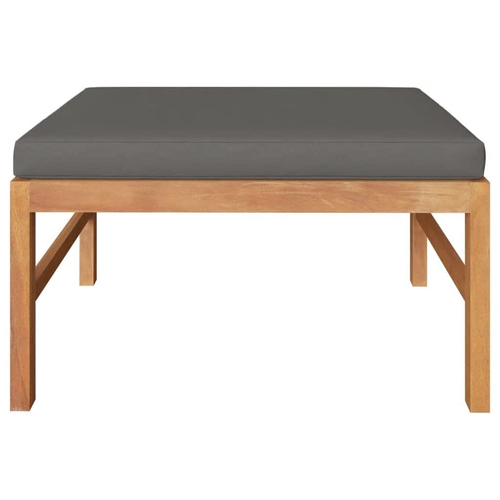 Premium Teak Wood Footrest with Dark Gray Cushion - Outdoor Patio Furniture for Garden, Poolside, Backyard Relaxation & Lounging