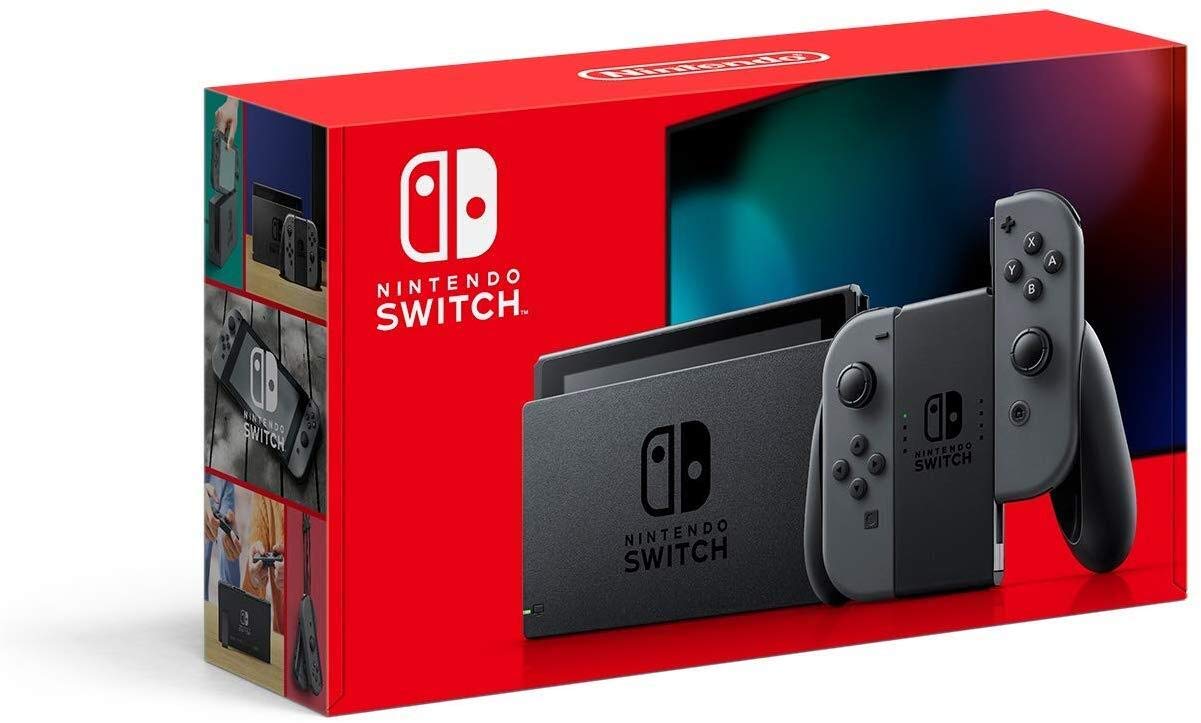 Nintendo Switch Console with Gray Joy-Con Controllers (HAC-001-01) - Portable Gaming System for Home & Travel Entertainment