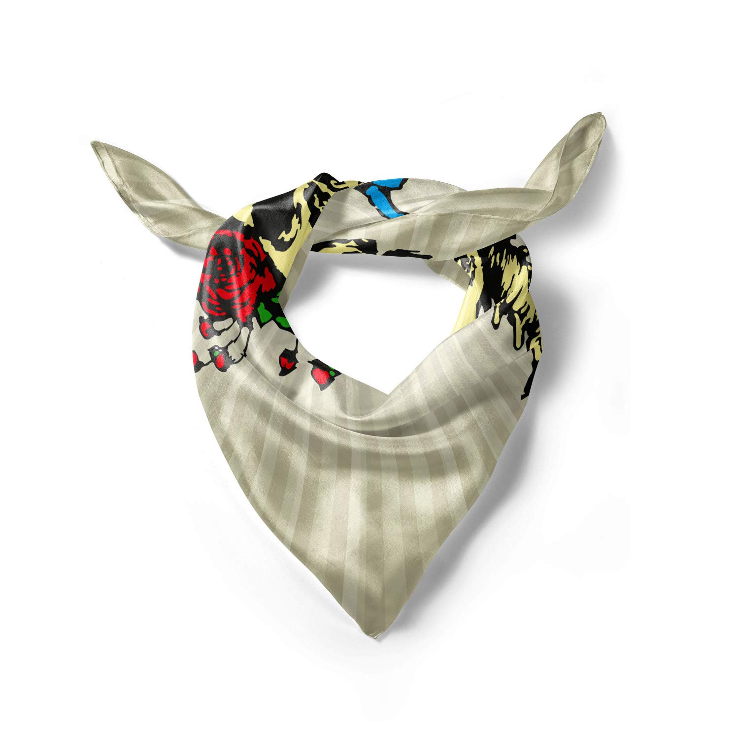 Ambesonne Rose Headscarf - Skull in Red Flowers Crown Hijab Scarf for Women, Fashionable Muslim Head Wrap for Daily Wear, Church, or Special Occasions