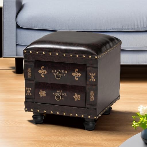 Baxton Studio Dark Brown Ottoman - Modern Footrest & Extra Seating for Living Room, Bedroom & Office - One Size Fits All