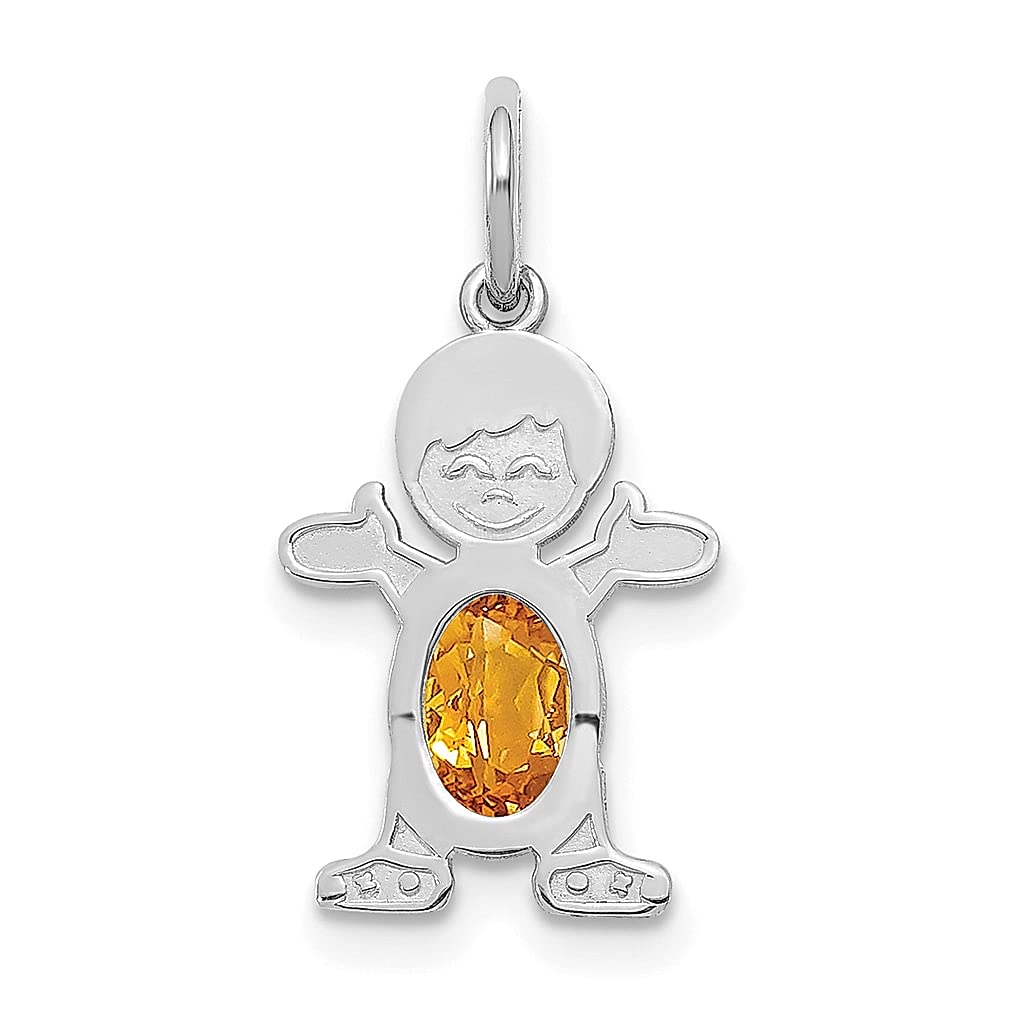 14k White Gold Oval Citrine Pendant - November Birthstone Jewelry for Women & Kids, Perfect Gift for Her