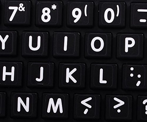 MAC English Large Lettering (Upper Case) Keyboard Sticker - Black Background for Desktop, Laptop & Notebook | Perfect for Typing, Coding & Office Work