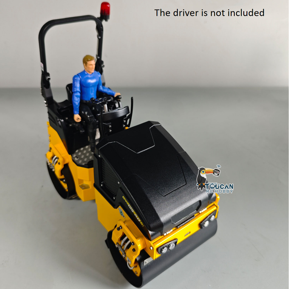 1/14 Scale Metal RC Electric Road Roller BW120AD - RTR Remote Control Construction Vehicle Model with Flysky ST8 Radio, Battery & Light System - Perfect for Construction Site Simulation & Hobby Collection