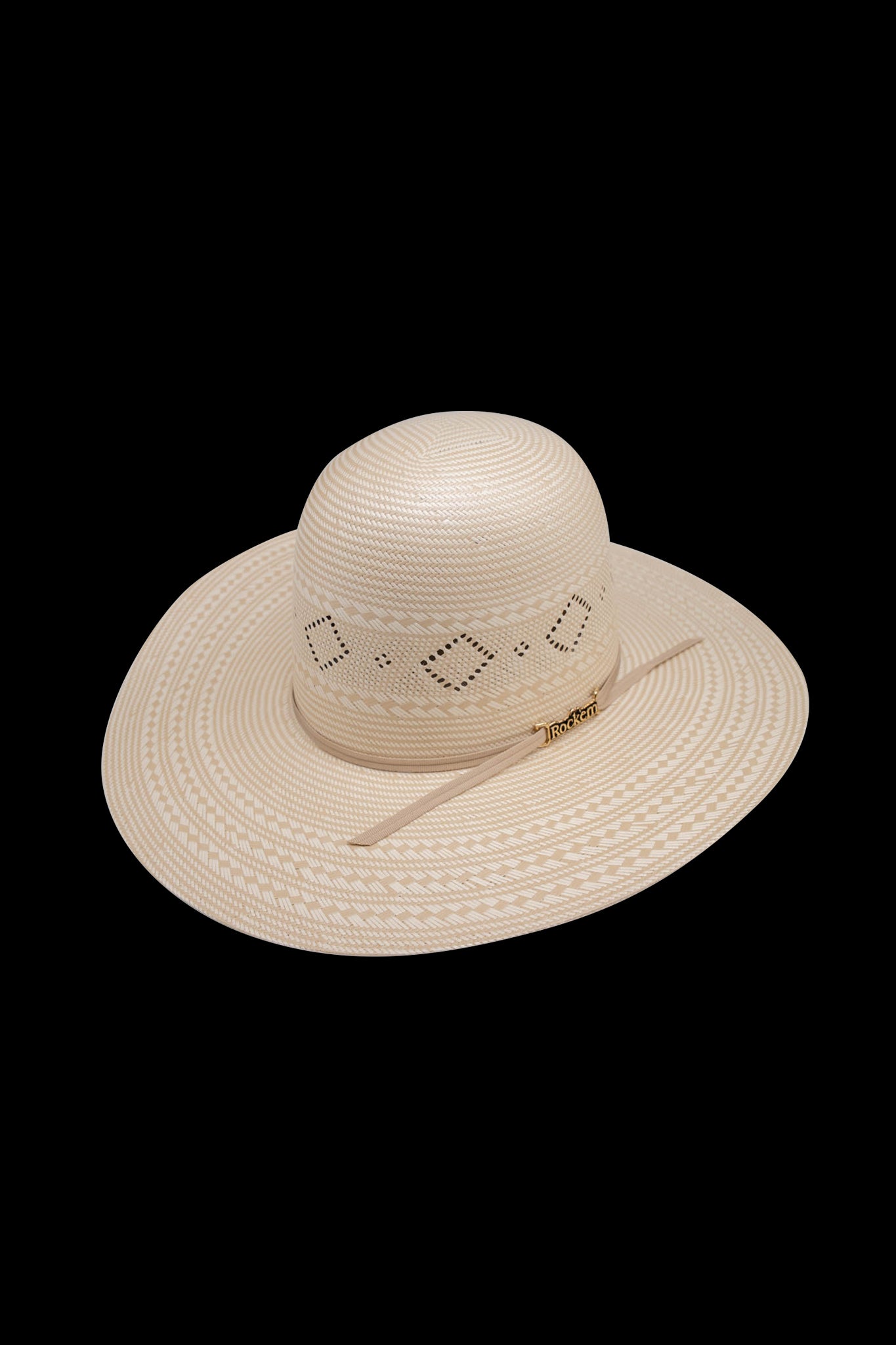 Rock'em 100X Trailblazer Open Crown Straw Cowboy Hat for Men - Western Style Sun Protection for Outdoor, Rodeo & Ranch Activities