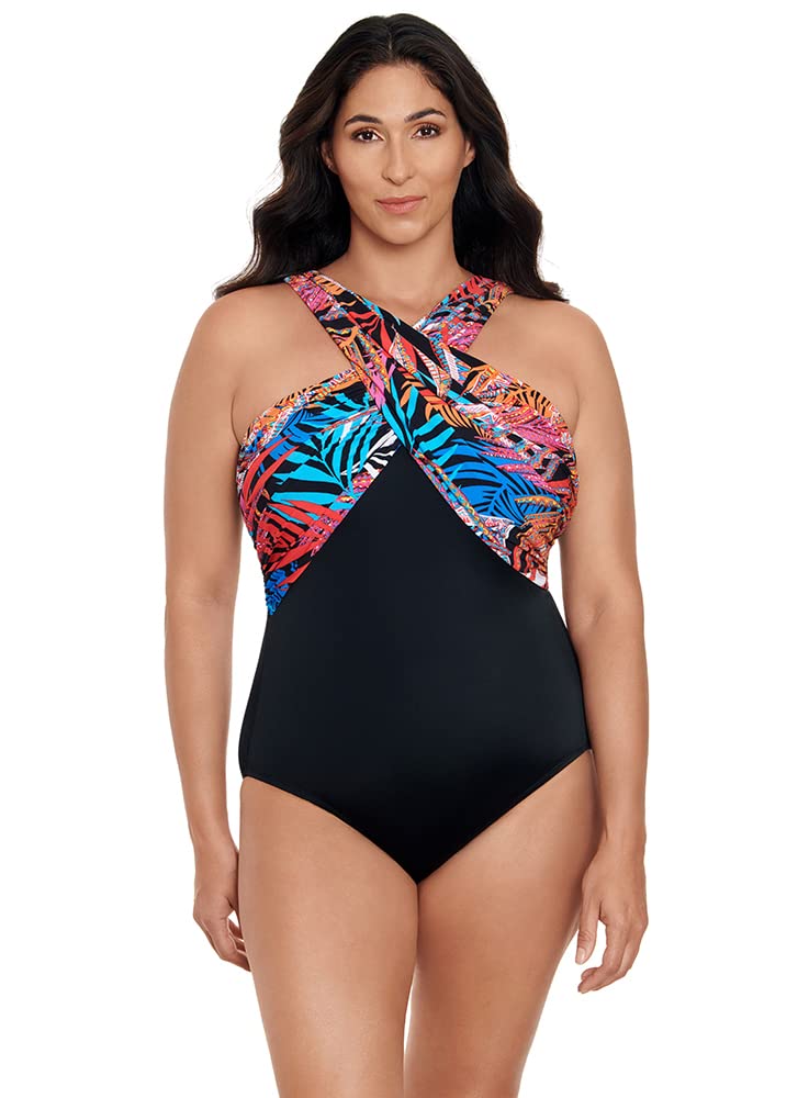 Longitude Women's One Piece Swimsuit - Crossover Draped Tank with Soft Cup Support, Comfortable Swimwear for Beach, Pool & Vacation | Plus Size Options Available