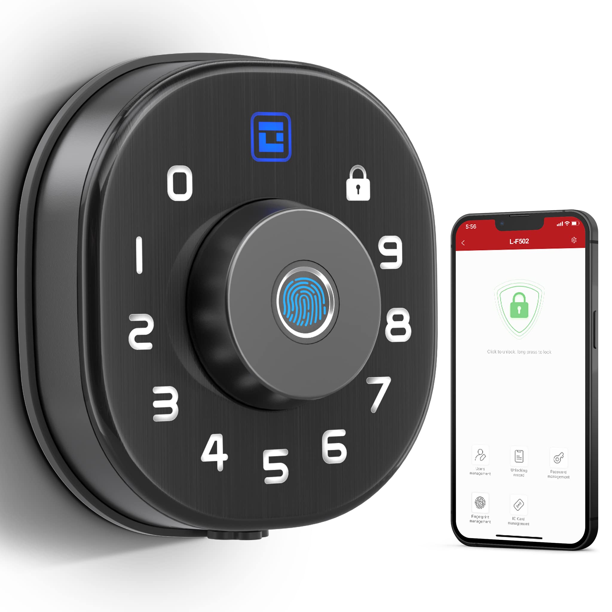 GeekTale Smart Keyless Entry Door Lock - Fingerprint & Keypad Deadbolt for Front Door, App Control, Auto Lock, Exterior Security - Perfect for Home, Office & Vacation Rentals