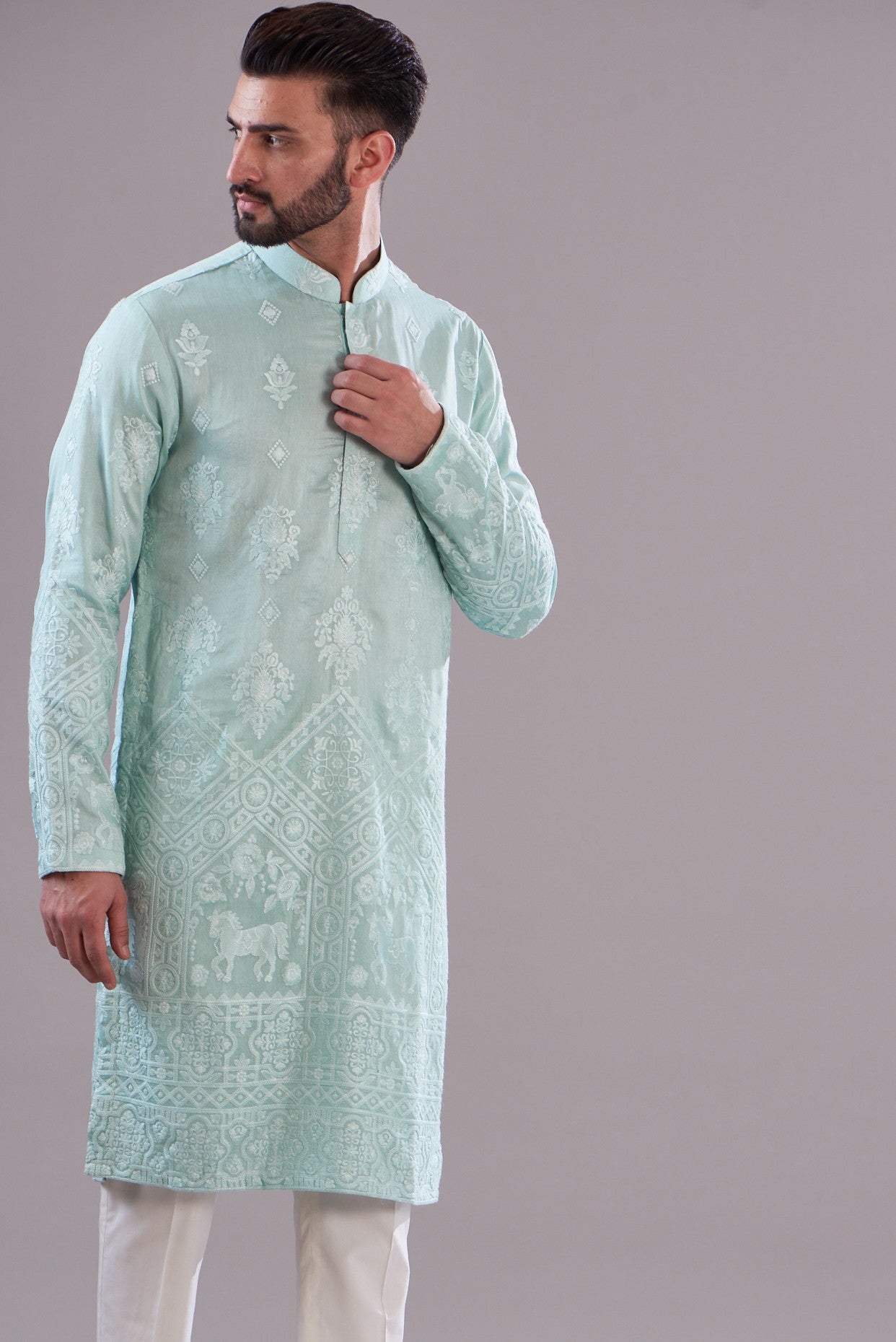Stylish Powder Blue Embroidered Kurta for Women | Traditional Indian Ethnic Wear | Perfect for Festivals, Weddings & Casual Outings