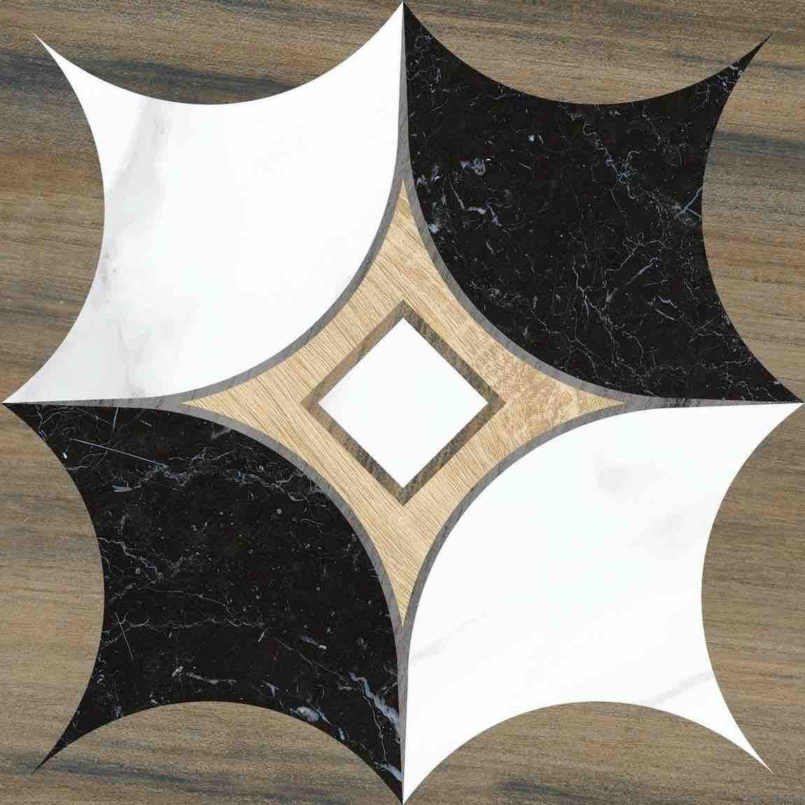 8x8 Patterned Porcelain Tile - Artistic Wood Look Design for Kitchen, Bathroom & Living Room Flooring
