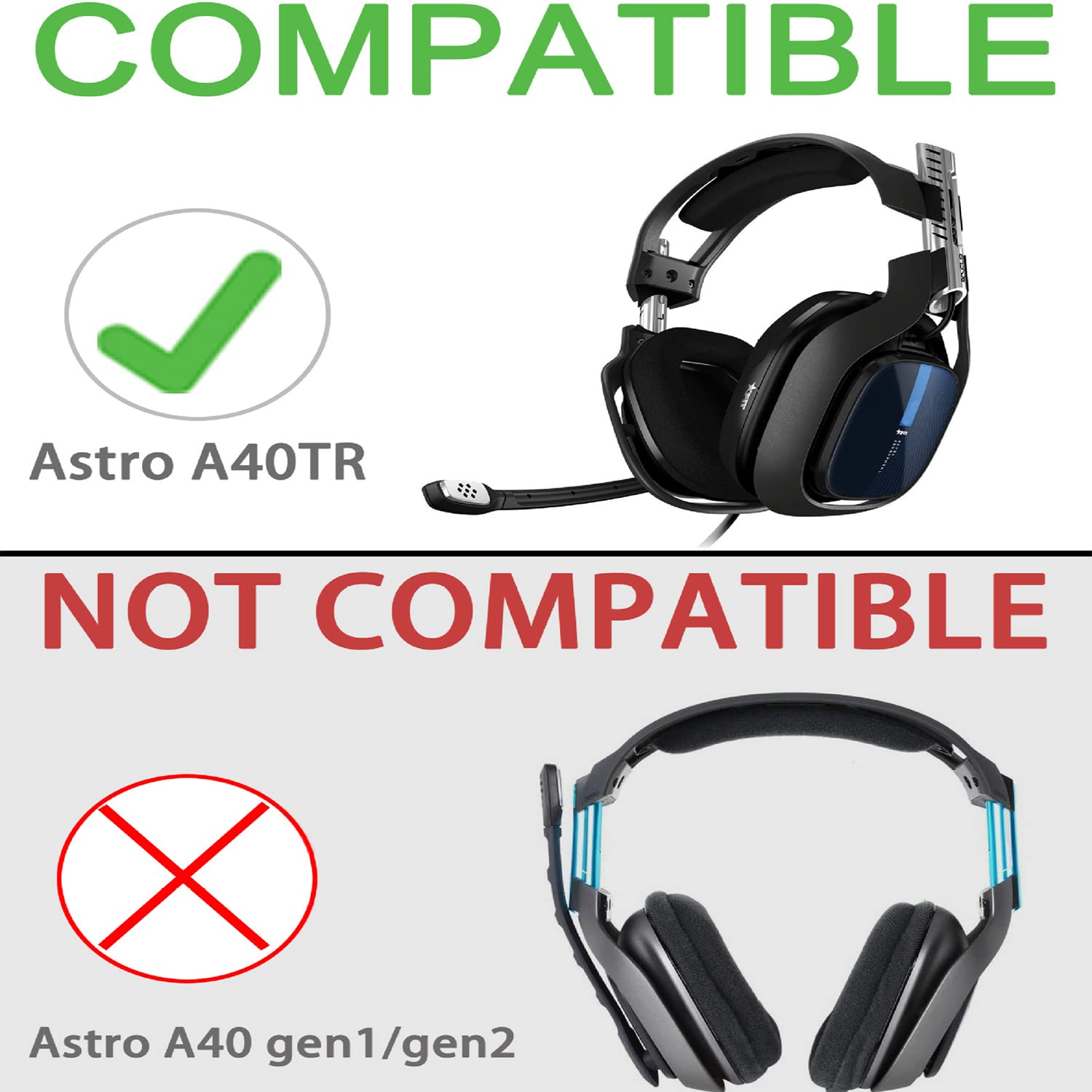 ASTRO Gaming A40 TR Replacement Ear Cushions - Thickened Velvet Ear Pads with Microphone Foam & Headband for Wired Gaming Headphones (Black) - Enhanced Comfort for Long Gaming Sessions & Streaming