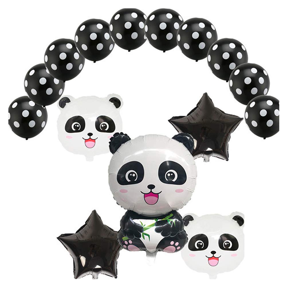 Amosfun 15-Pack Aluminum Foil Balloons - Cute Cartoon Panda & Star Latex Balloons for Wedding, Kids Birthday Party Decorations | Perfect for Room Decor, Party Favors & Festive Celebrations