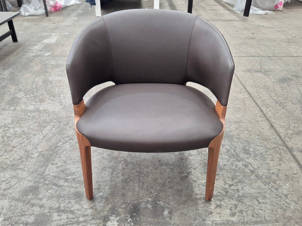 Velis Lounge Tub Chair in Walnut - Modern Accent Armchair for Living Room, Bedroom, or Office - Comfortable Upholstered Seating with Wooden Legs