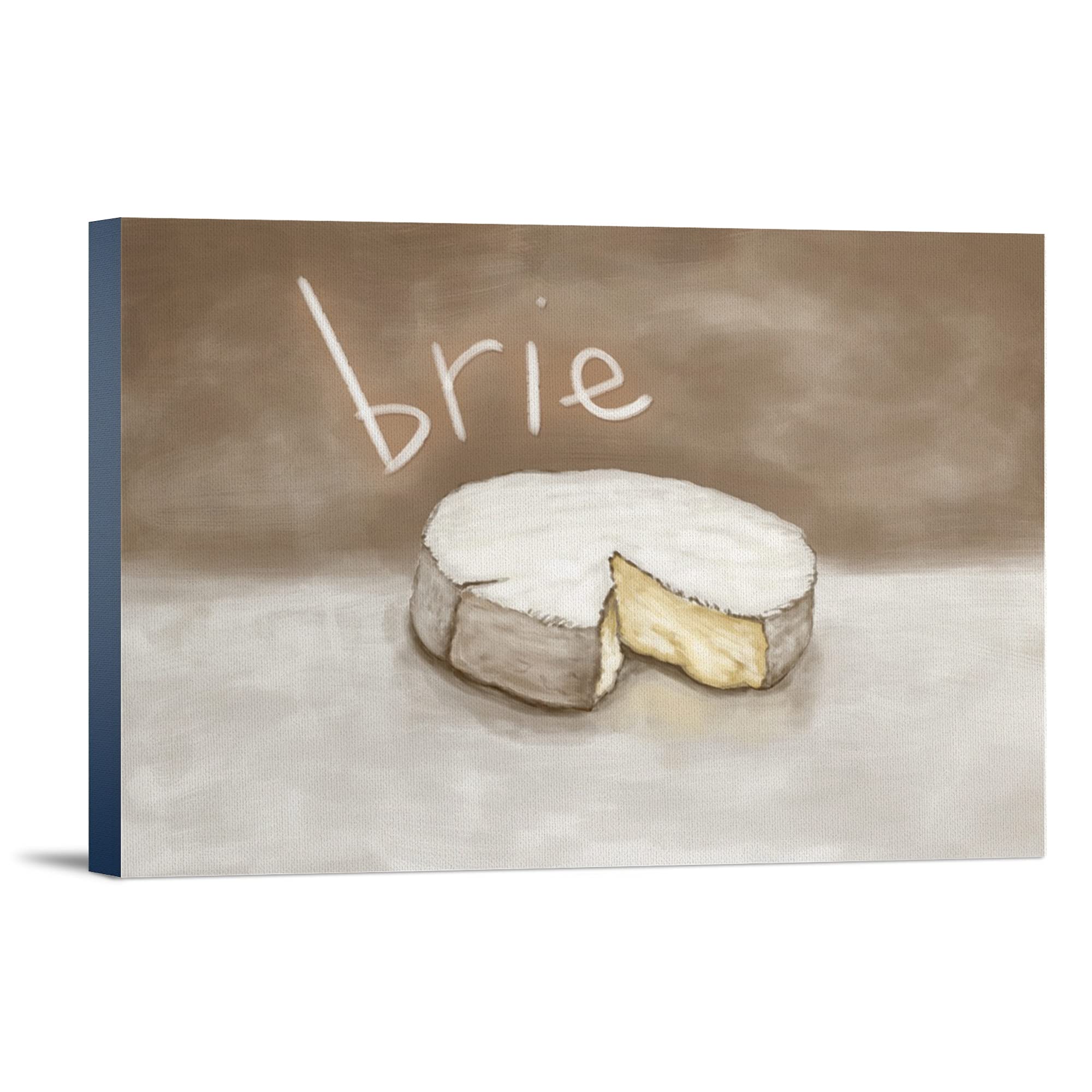 Lantern Press Brie Cheese Painting - 16x24 Wrapped Canvas Wall Art Decor for Kitchen, Dining Room & French Country Home Decor