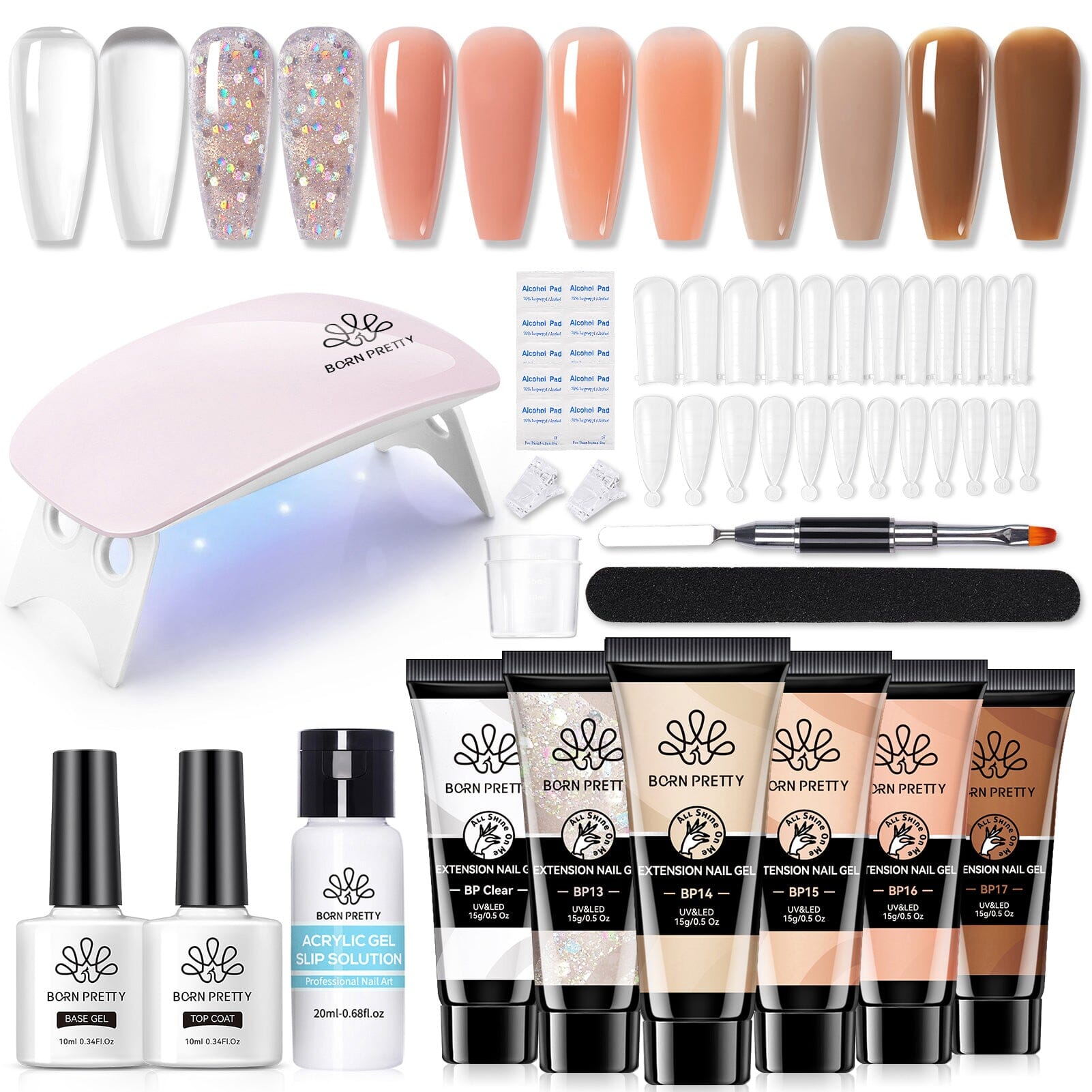 6 Colors Starter Kit Poly Extension Gel Nude 15ml - Professional Nail Extension Gel for Salon & Home Manicure, Perfect for DIY Nail Art & Acrylic Nail Designs