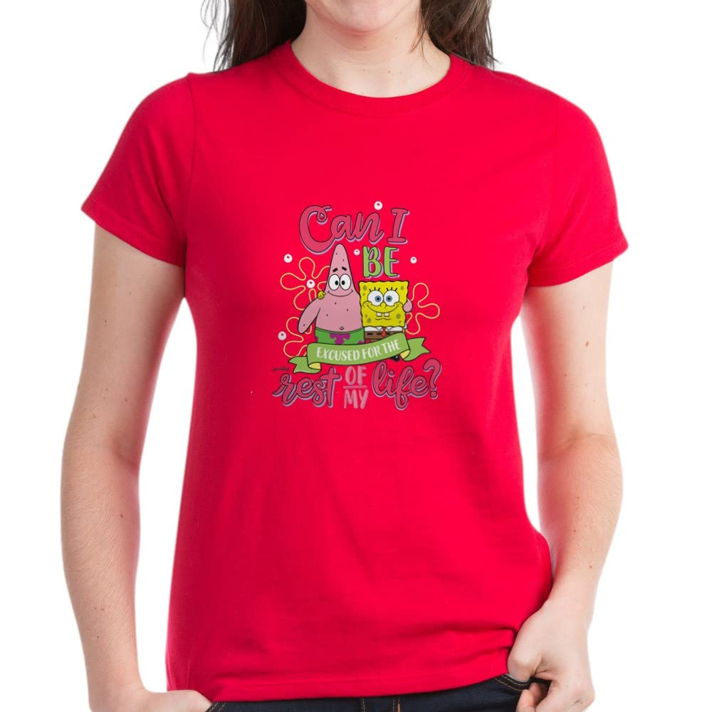 Spongebob Squarepants 'Can I' Women's Cotton T-Shirt - Funny Cartoon Graphic Tee for Casual Wear & Gift Giving