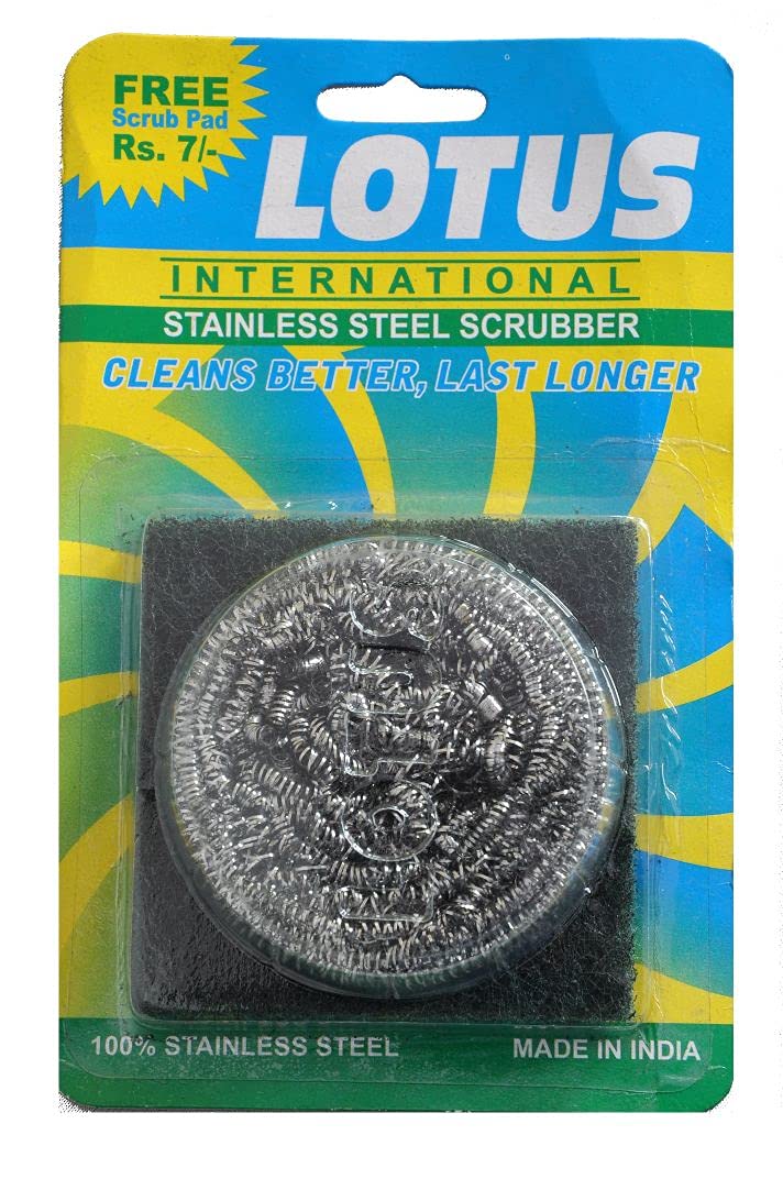 Lotus Multipurpose Scrubber with Scrub Pad - 10 Pack Grey Cleaning Sponges for Kitchen, Bathroom, Dishes & Household Cleaning - Heavy Duty Scouring Pads for Tough Stains & Grease Removal