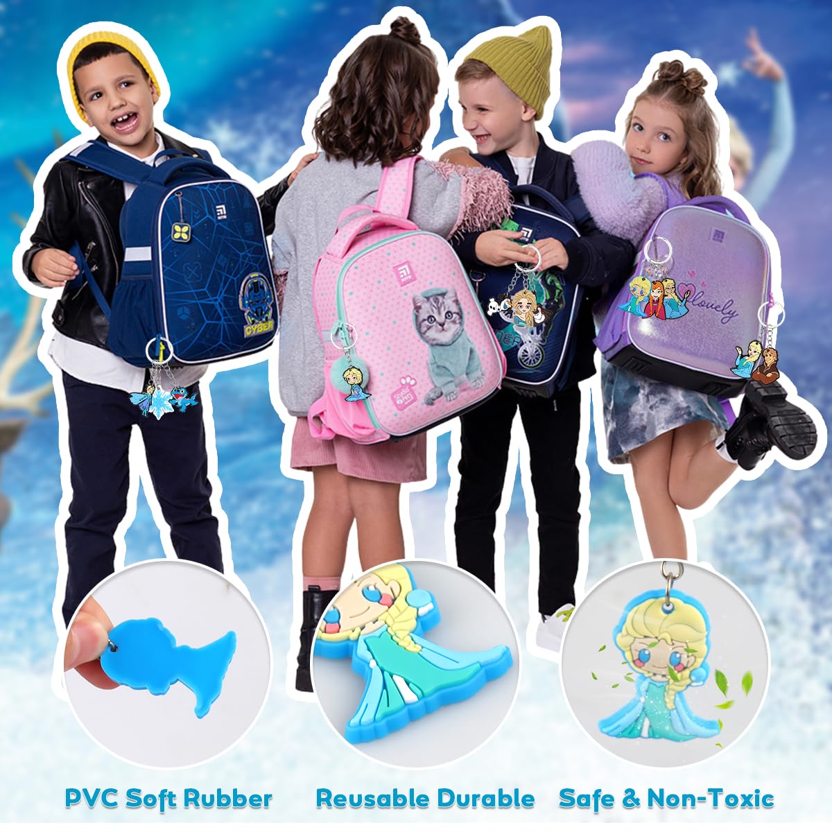 Frozen Birthday Party Favors for Kids - Girls Party Favor Set with Bracelets, Keychains, Stickers & Gift Bags | Perfect for Disney Themed Birthday Parties, Baby Showers & Frozen Themed Events