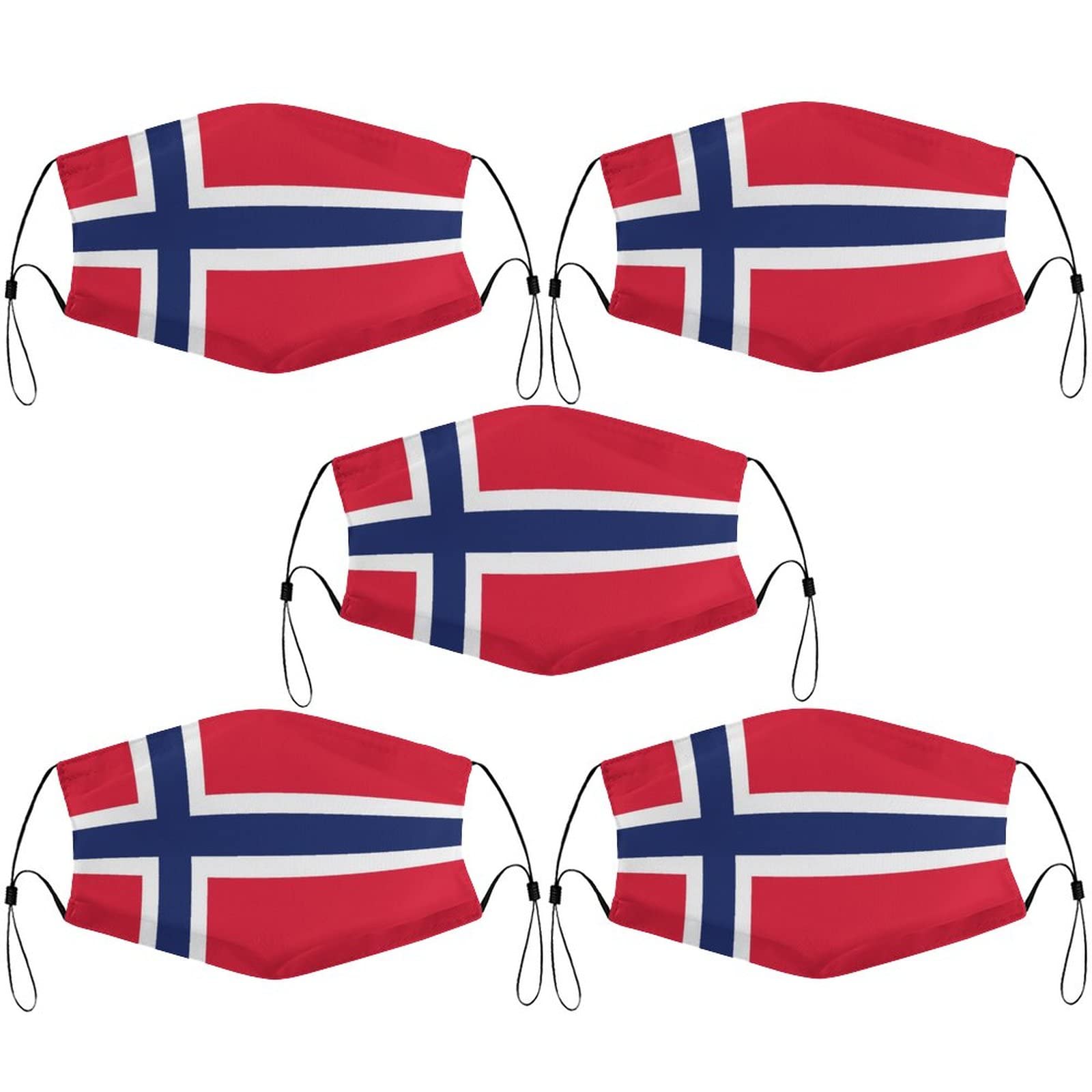 Adjustable Reusable Face Mask with Pitcairn Flag - 5 Pack for Travel & Outdoor