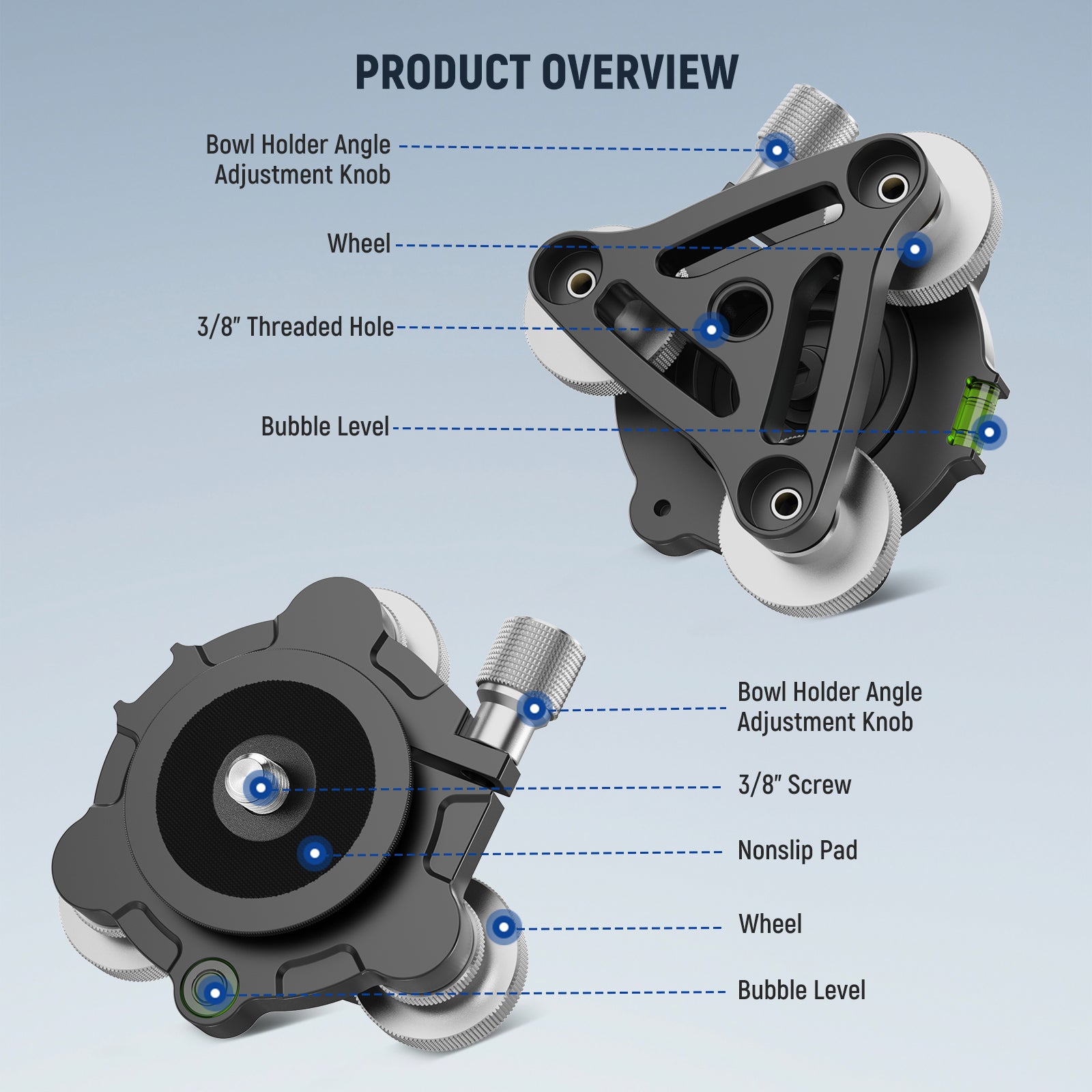 NEEWER LP66 Tripod Head Leveling Base - Professional Camera Leveler for DSLR & Mirrorless Cameras - Perfect for Landscape, Architectural & Panoramic Photography